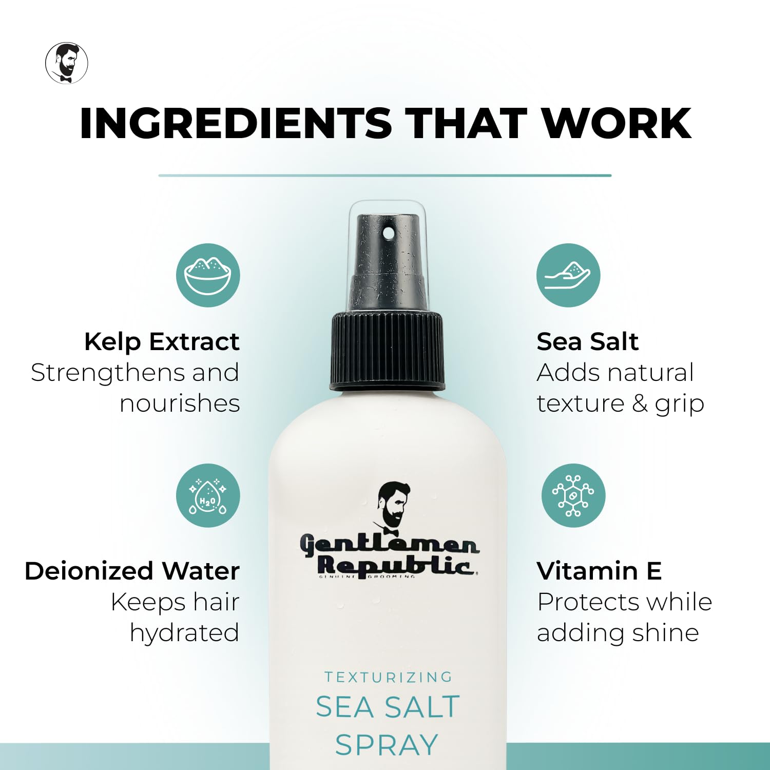 Gentlemen Republic Sea Salt Spray – Hair Texturizing Mist with Dead Sea Salt, Kelp & Vitamin E (8 oz)