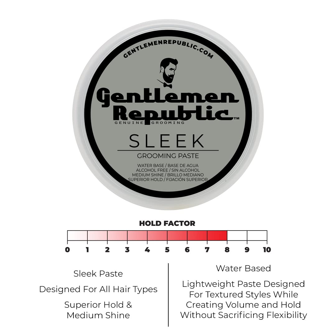 Gentlemen Republic 4oz Sleek Paste – Lightweight Hold, Water-Based, Alcohol-Free