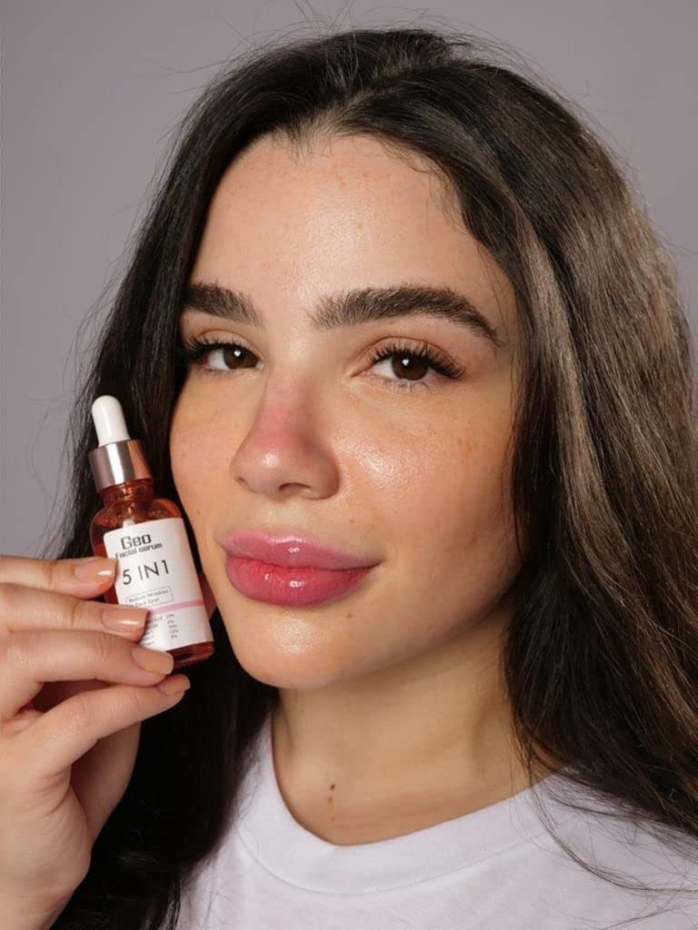 Geo Facial Serum 5 in 1 – Hyaluronic Acid, Vitamin C, Vitamin E, Collagen & Niacinamide for Hydration and Even Tone