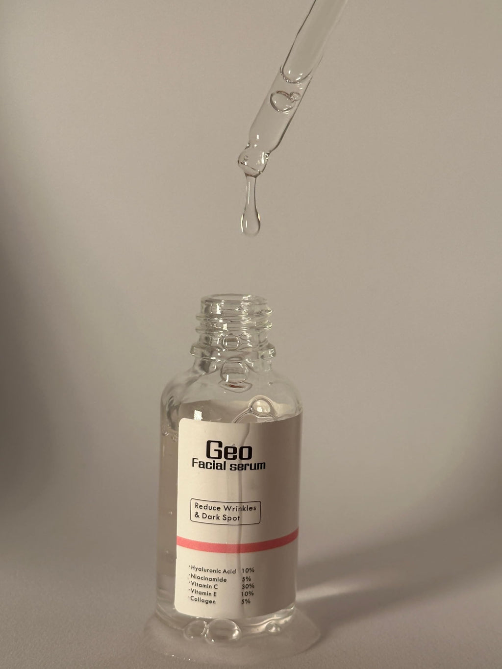 Geo Facial Serum 5 in 1 – Hyaluronic Acid, Vitamin C, Vitamin E, Collagen & Niacinamide for Hydration and Even Tone