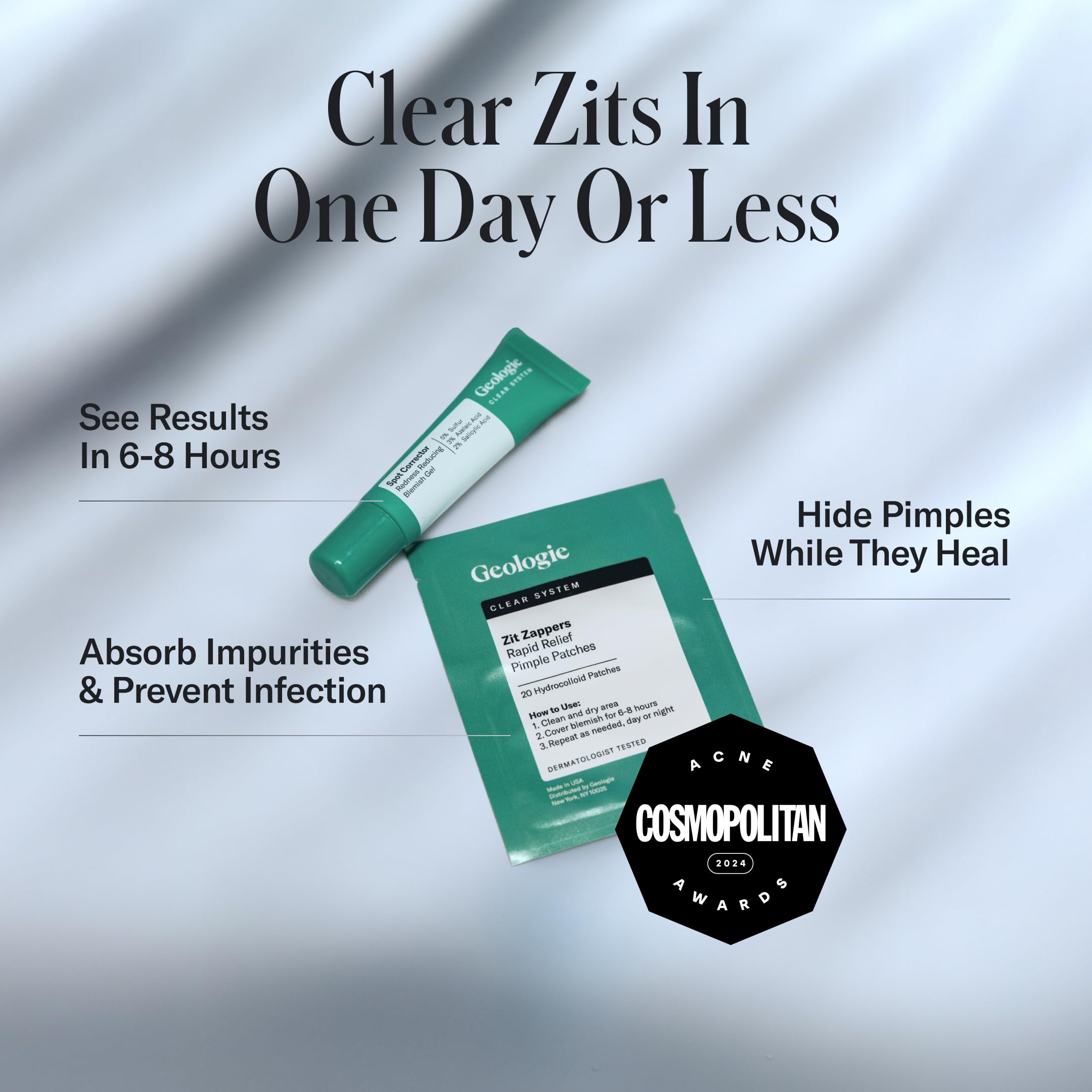 Geologie Clear System Anti-Pimple Pack – 20 Patches & 5% Sulfur Gel