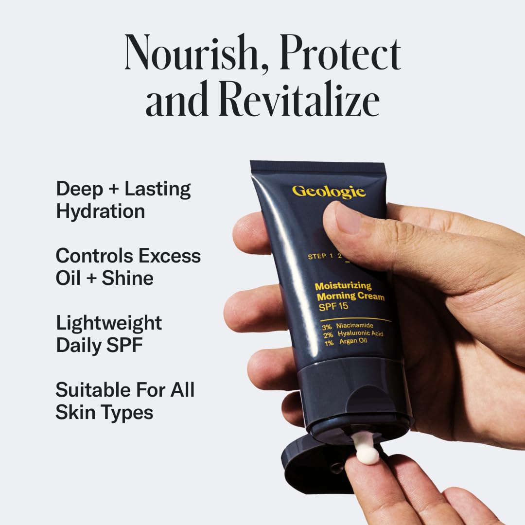Geologie Sensitive Skincare Set – 3-Month Gentle Daily Routine for Sensitive Skin (Face Wash Duo, Retinol Night Cream, SPF15 Moisturizer & Eye Cream)