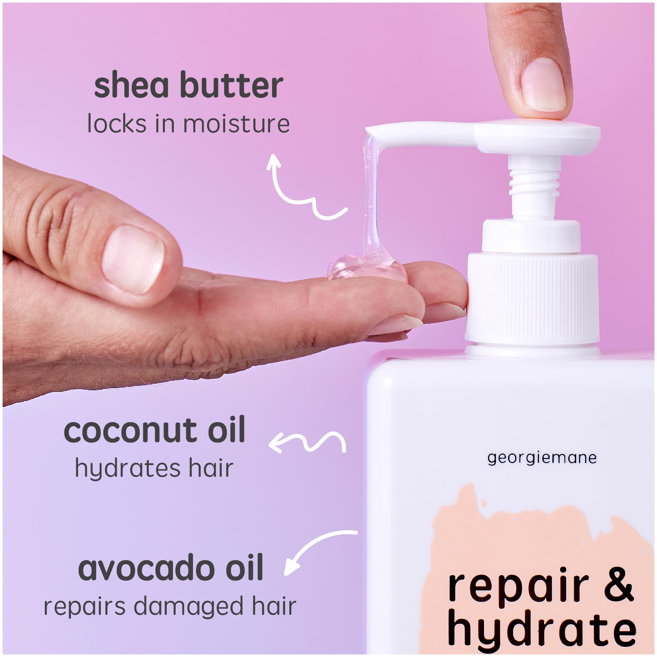 Georgiemane Repair & Hydrate Shampoo – 11.16 fl oz | Color-Safe, Sulfate-Free, Vegan