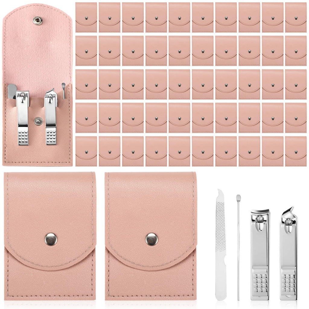 Geosar 50-Set Travel Manicure Kit Stainless Steel Case Pink