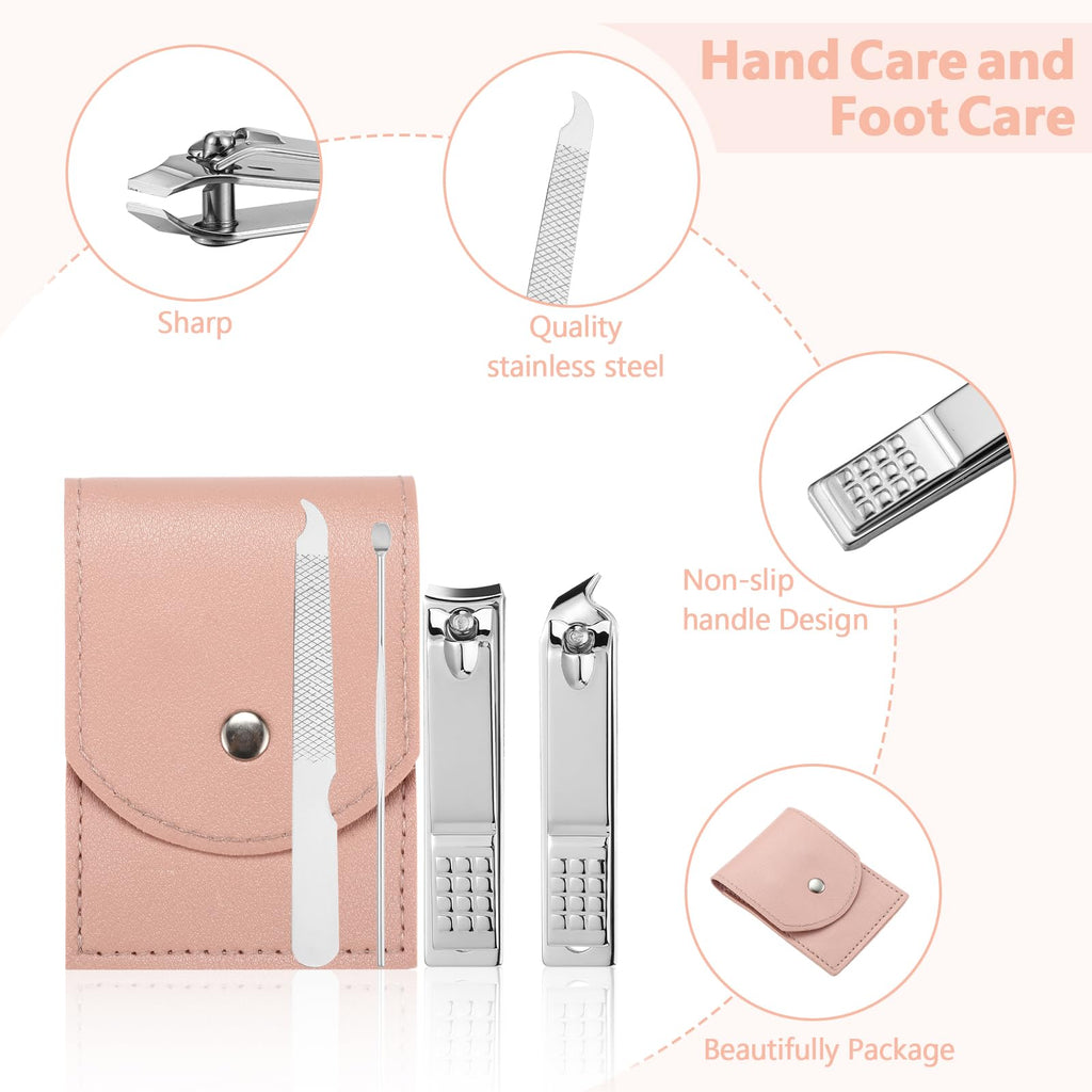 Geosar 50-Set Travel Manicure Kit Stainless Steel Case Pink
