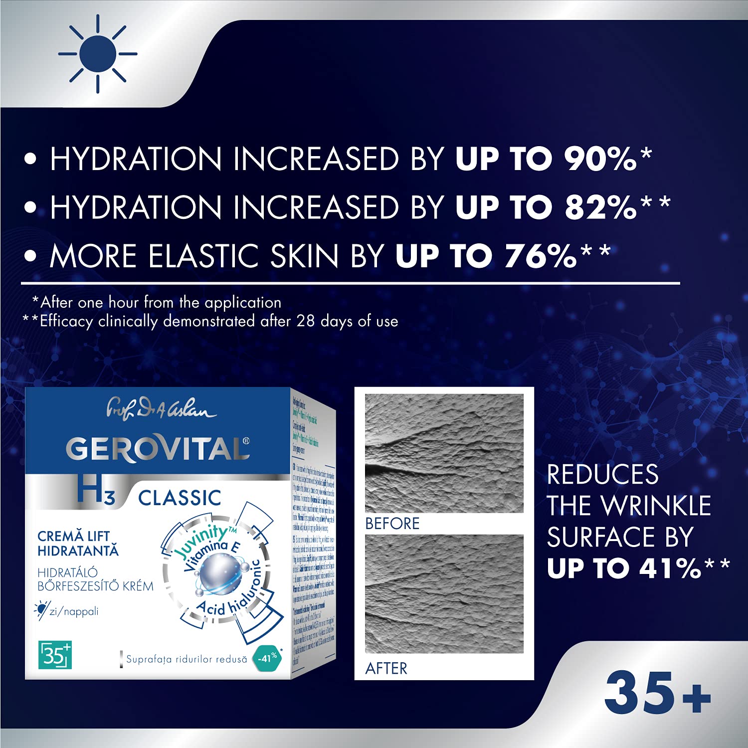 Gerovital Classic Moisturizing Lifting Cream with Hyaluronic Acid & Vitamin E – Deep Hydration & Anti-Aging Support (50 ml)