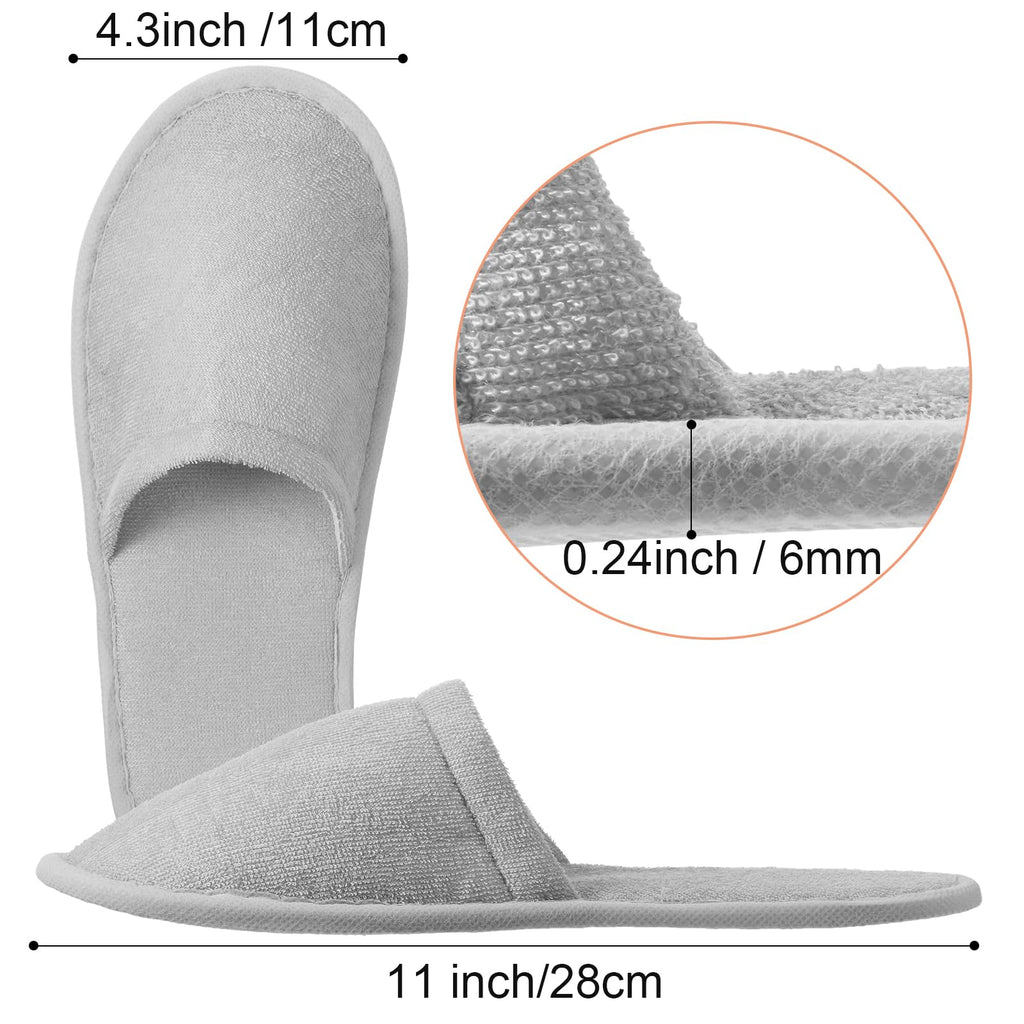 Geyoga 24 Pairs Disposable Guest Slippers – Bulk Cotton Hotel Spa Slippers, Individually Wrapped (Classic Color, Large)