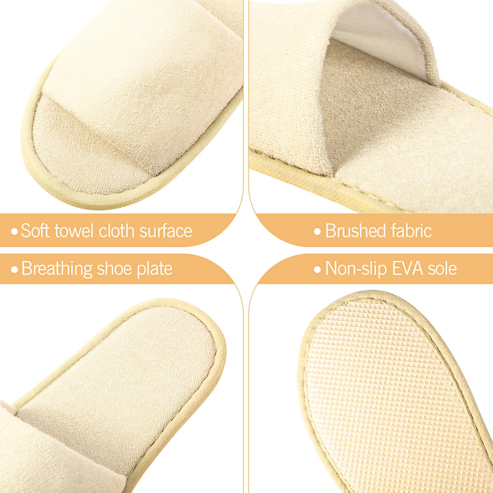 Geyoga 24 Pairs Spa Disposable Slippers – Open Toe, Non-Slip, Unisex (Light Gray & Khaki)