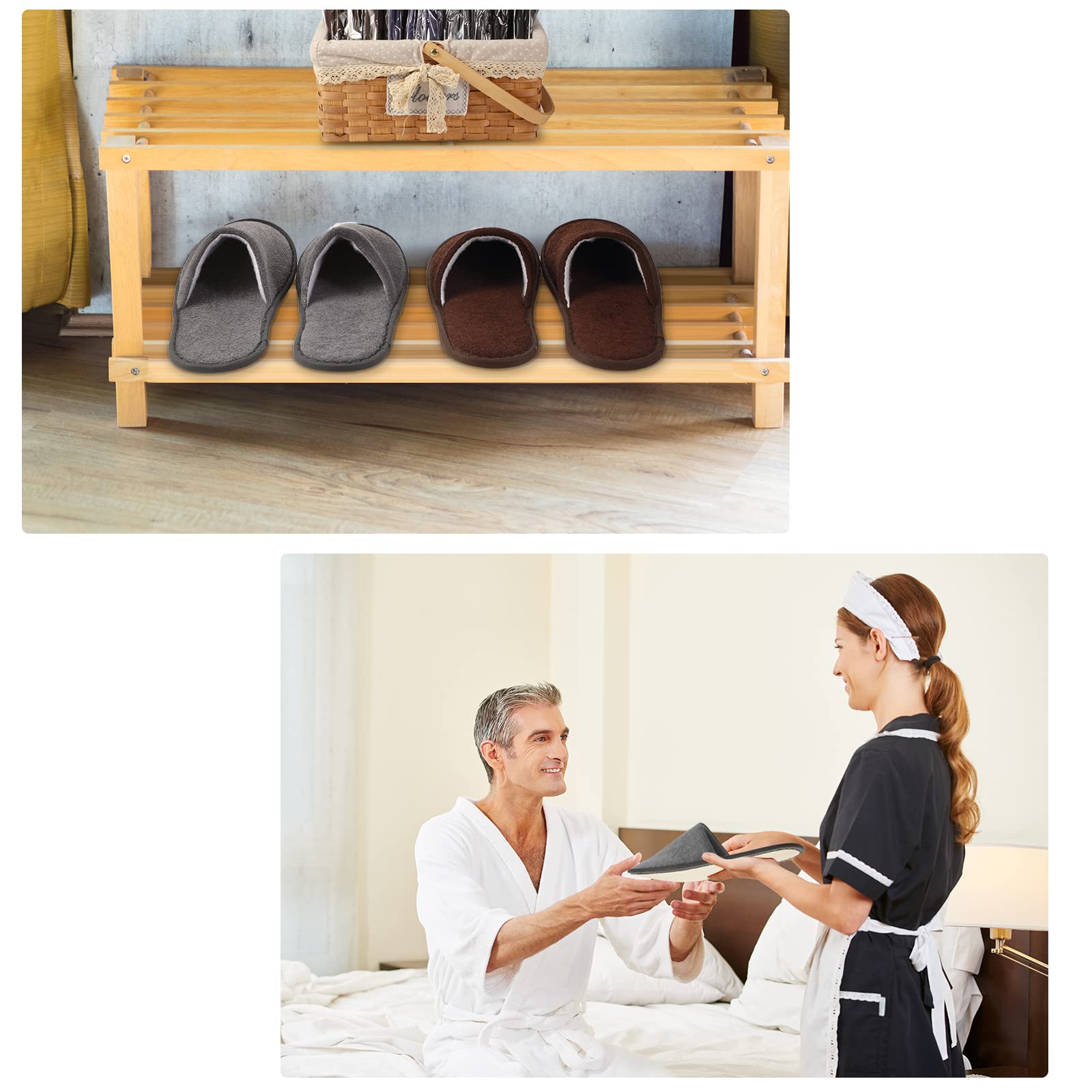 Geyoga 24 Pairs Disposable Slippers for Guests – Bulk Hotel Slippers (Dark Colors, L)