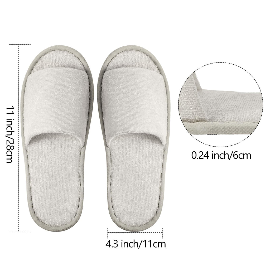 Geyoga 24 Pairs Spa Disposable Slippers – Open Toe, Non-Slip, Unisex (Light Gray & Khaki)