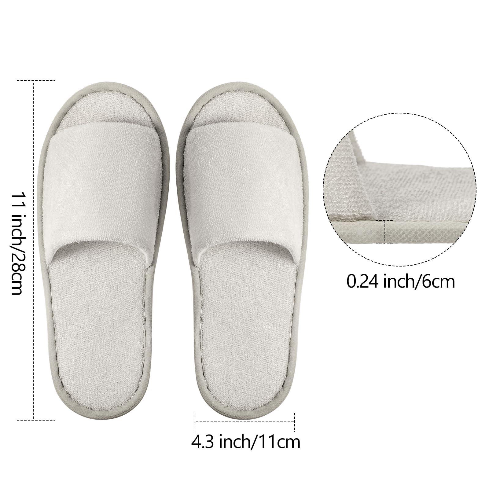 Geyoga 24 Pairs Spa Disposable Slippers – Open Toe, Non-Slip, Unisex (Light Gray & Khaki)