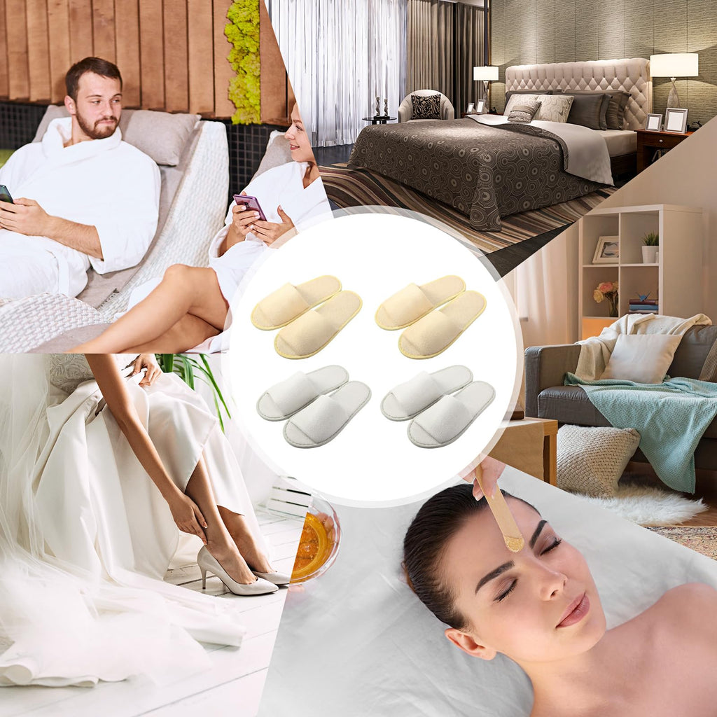 Geyoga 24 Pairs Spa Disposable Slippers – Open Toe, Non-Slip, Unisex (Light Gray & Khaki)