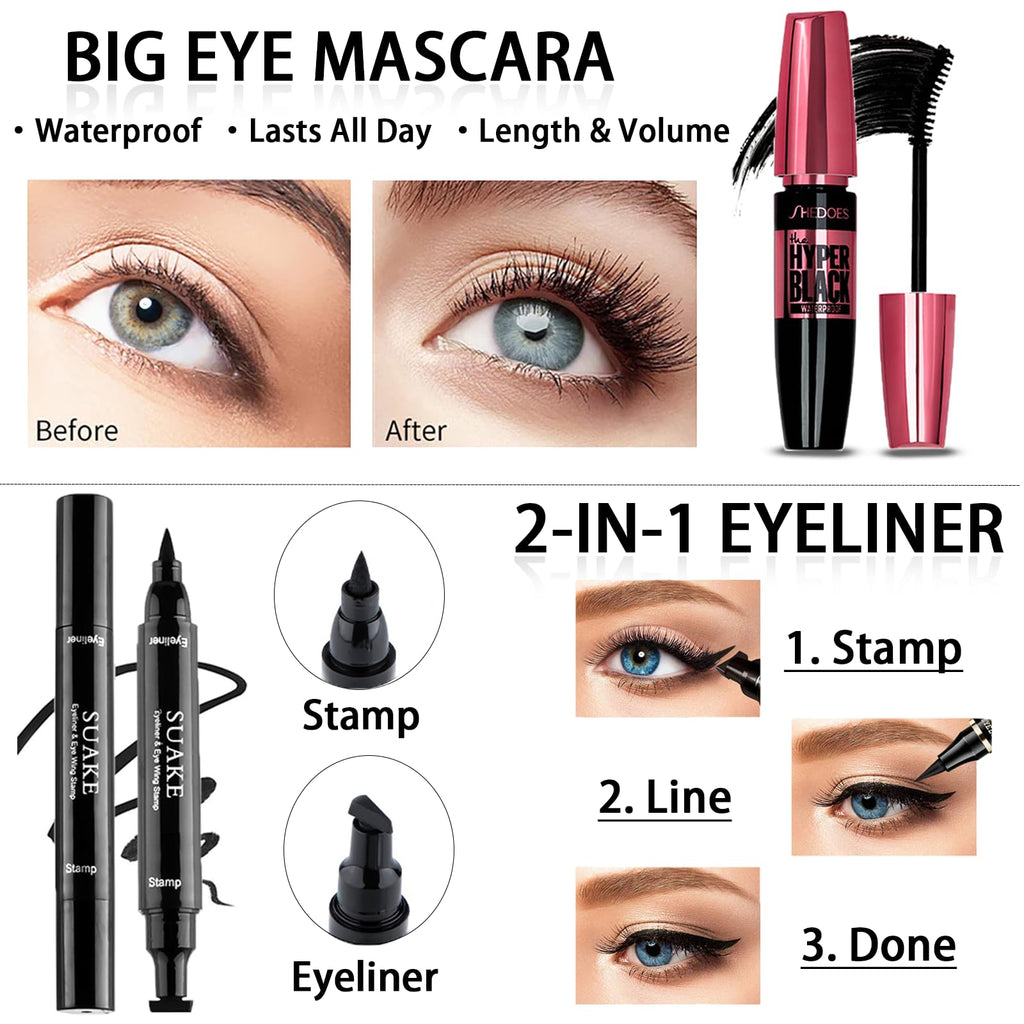 Geyomi All-in-One Makeup Kit | 12-Color Eyeshadow Palette, Foundation & More