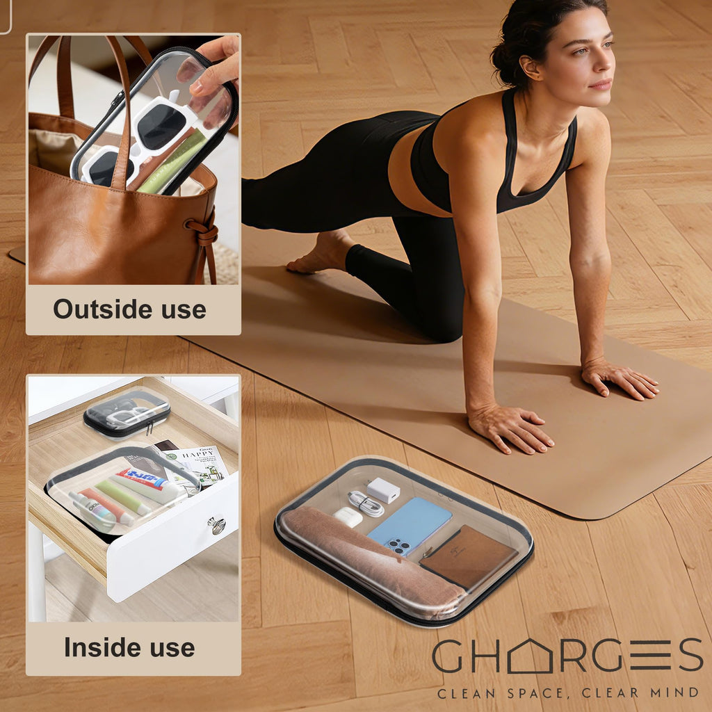 Gharges Clear Hard Shell Zipper Case Set – 3-Pack (S/M/L), 1.1mm BPA-Free PVC