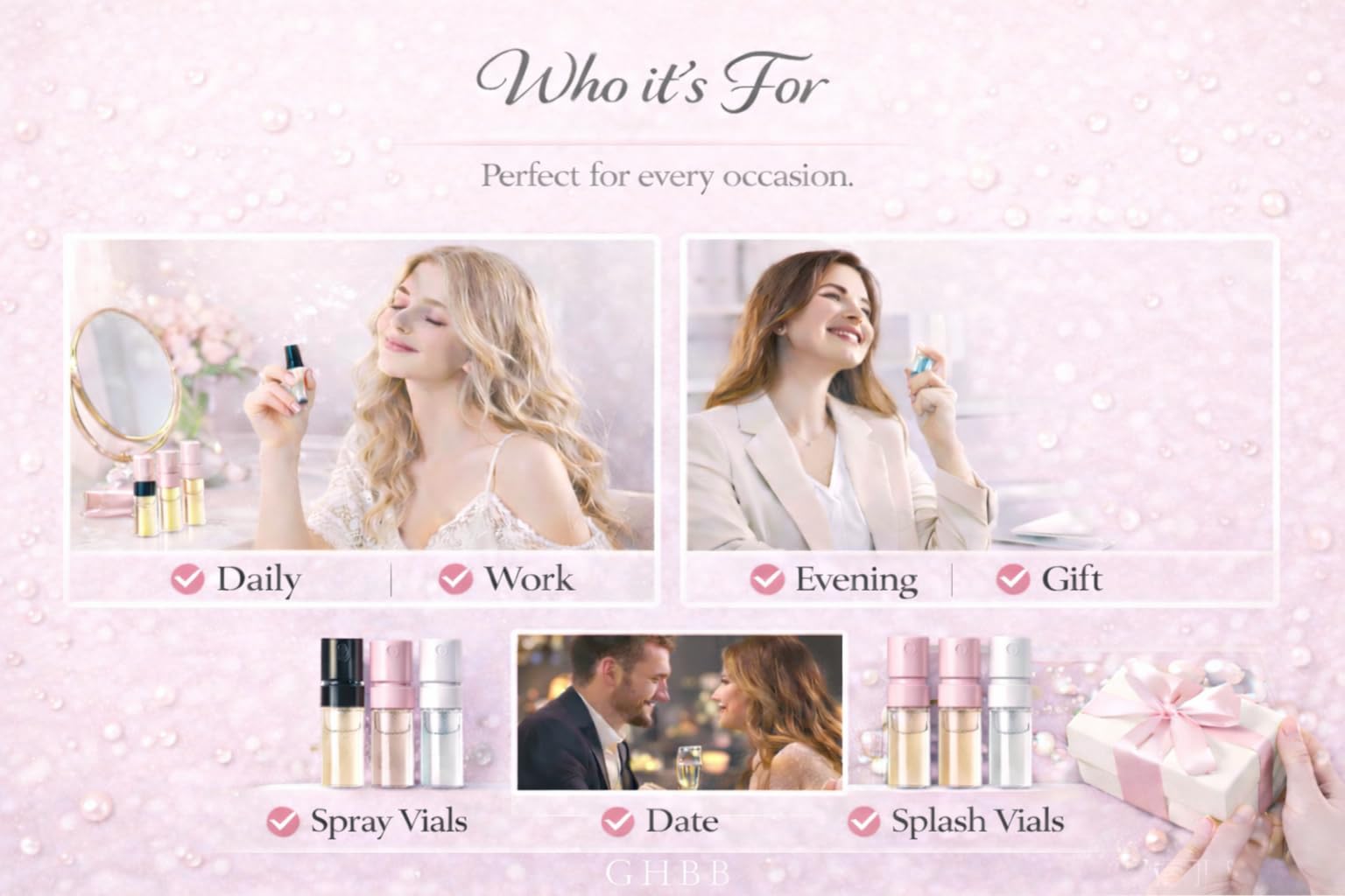 GHBB Women's Designer Perfume Sampler Set - 15 Fragrance Vials
