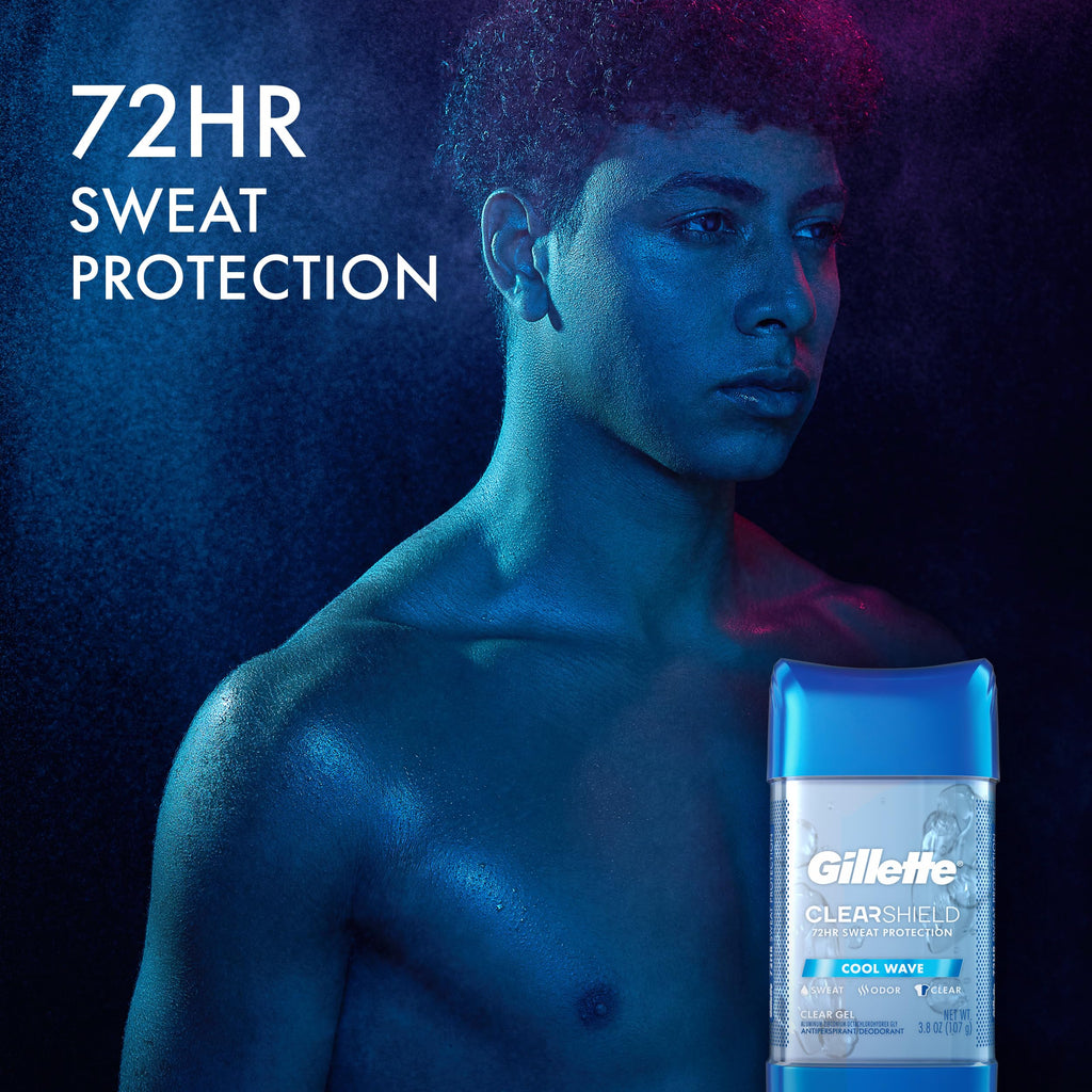 Gillette Advanced Clear Gel Antiperspirant Cool Wave – 5 Pack (3.8 oz each, 19 oz total)