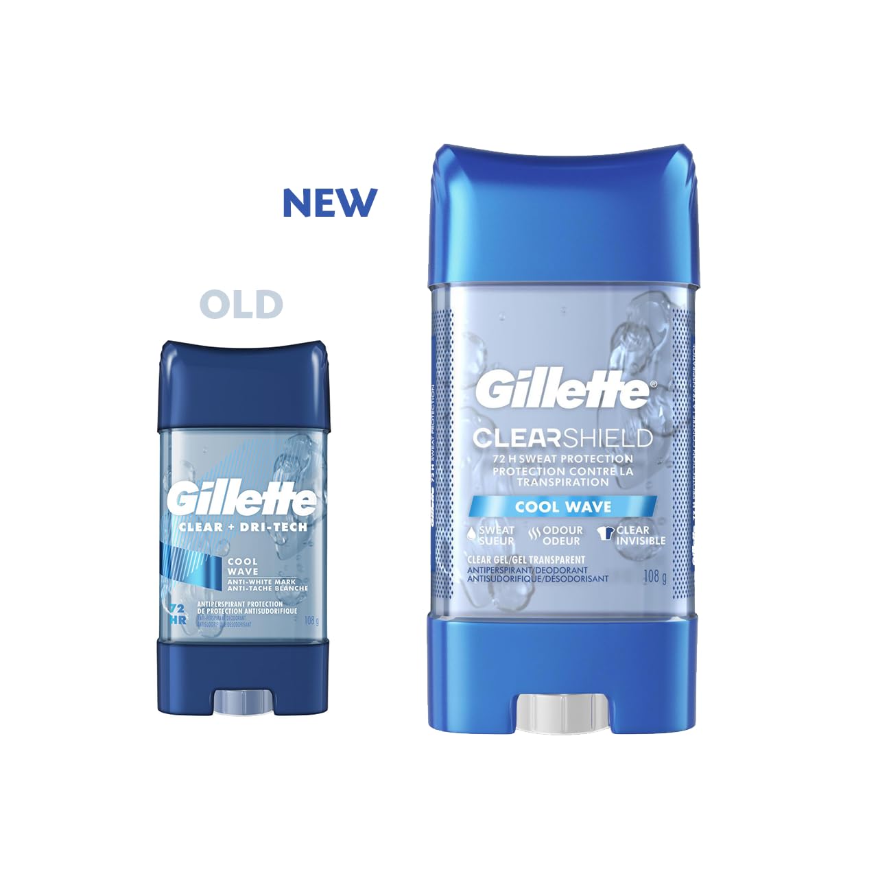 Gillette Clear + Dri-Tech Cool Wave Anti-Perspirant Deodorant (2) | Gel Formula, Dry Finish & Fresh Scent