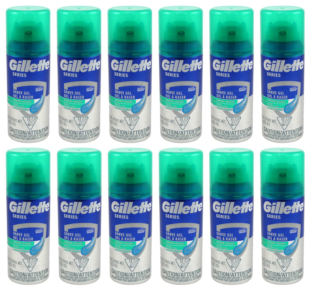 Gillette Series Shave Gel with Aloe Vera – Sensitive Skin, 2.5 oz, 12 Pack