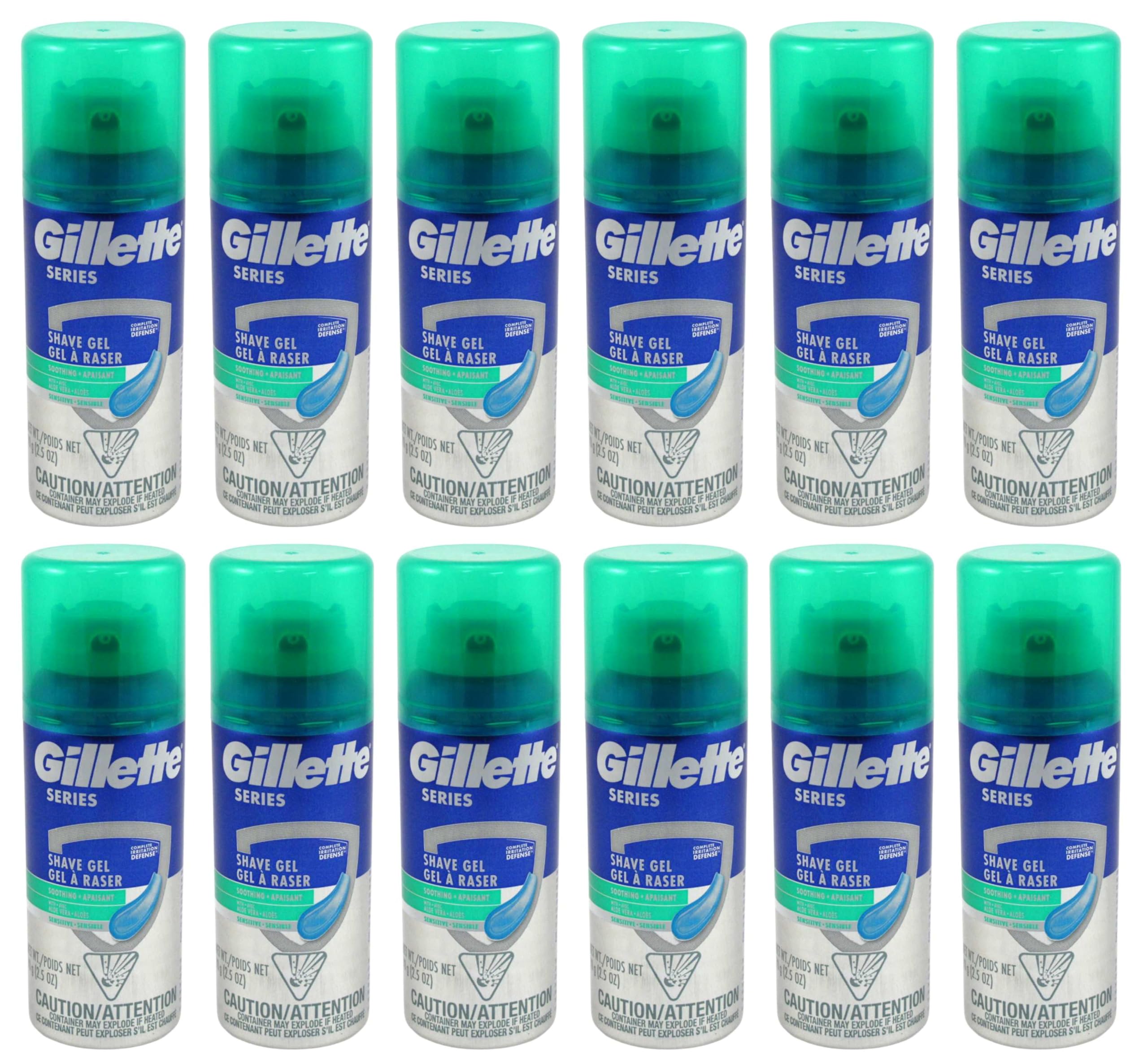 Gillette Series Shave Gel with Aloe Vera – Sensitive Skin, 2.5 oz, 12 Pack