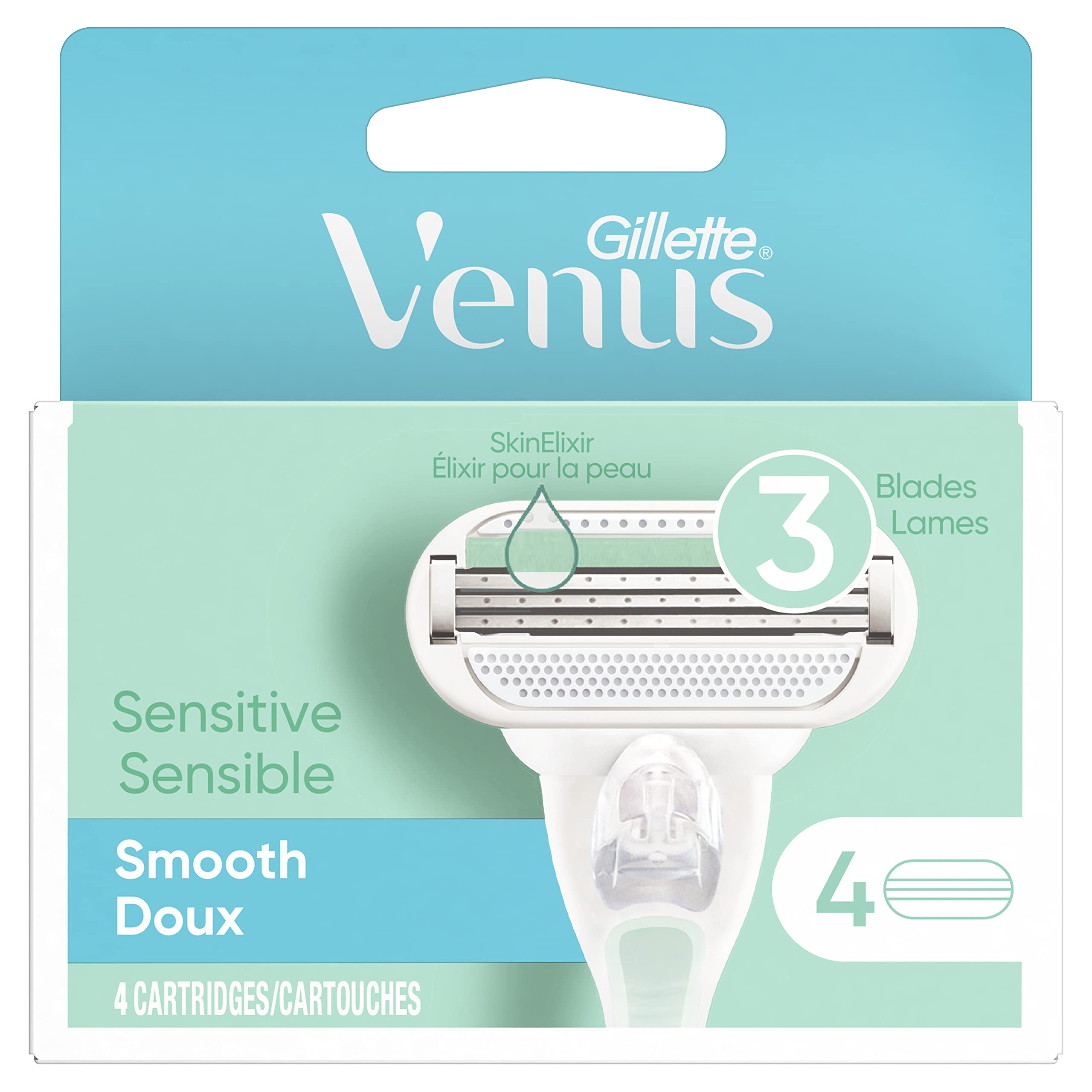 Gillette Venus Smooth Sensitive Cartridges – 4 Count | Gentle Shave Replacement