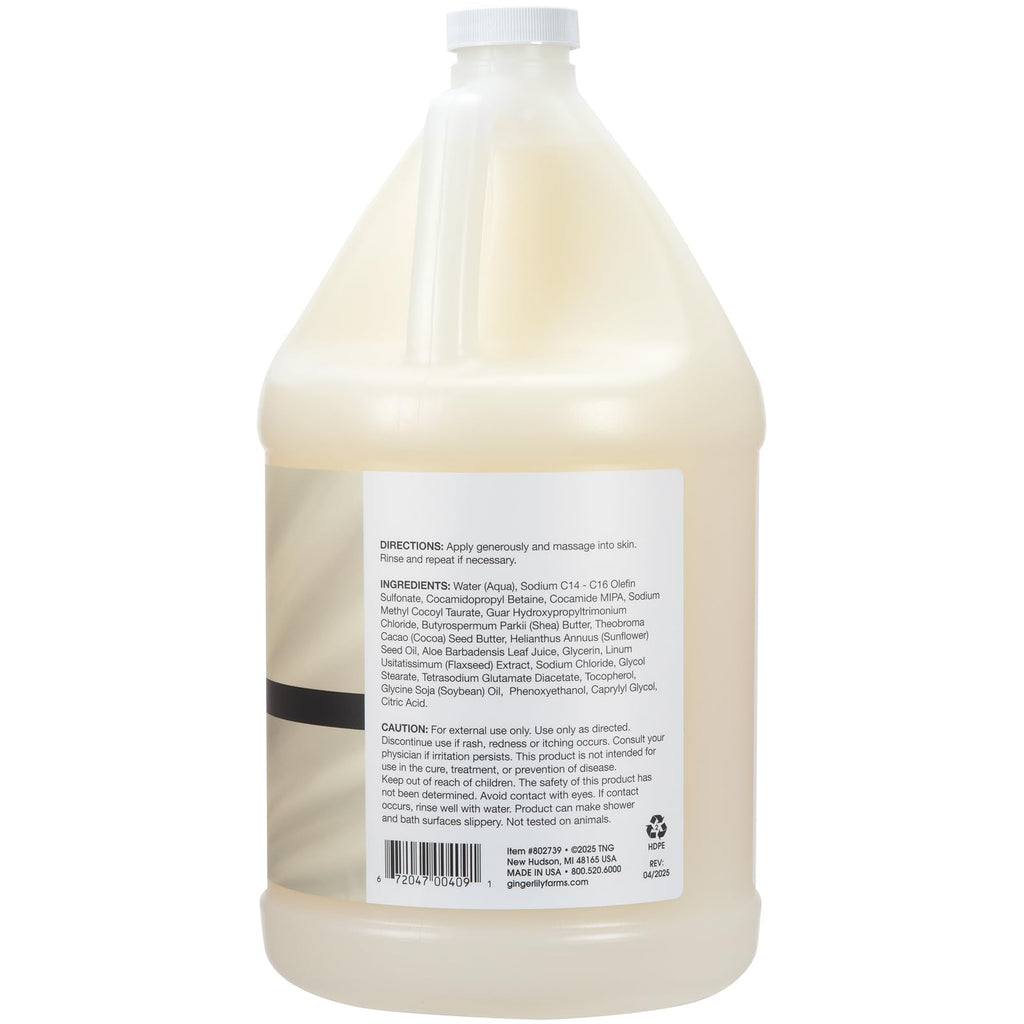 Ginger Lily Farms Botanicals Shea Indulgence Deep Hydration Body Wash – Fragrance-Free, 100% Vegan & Cruelty-Free, 1 Gallon Refill