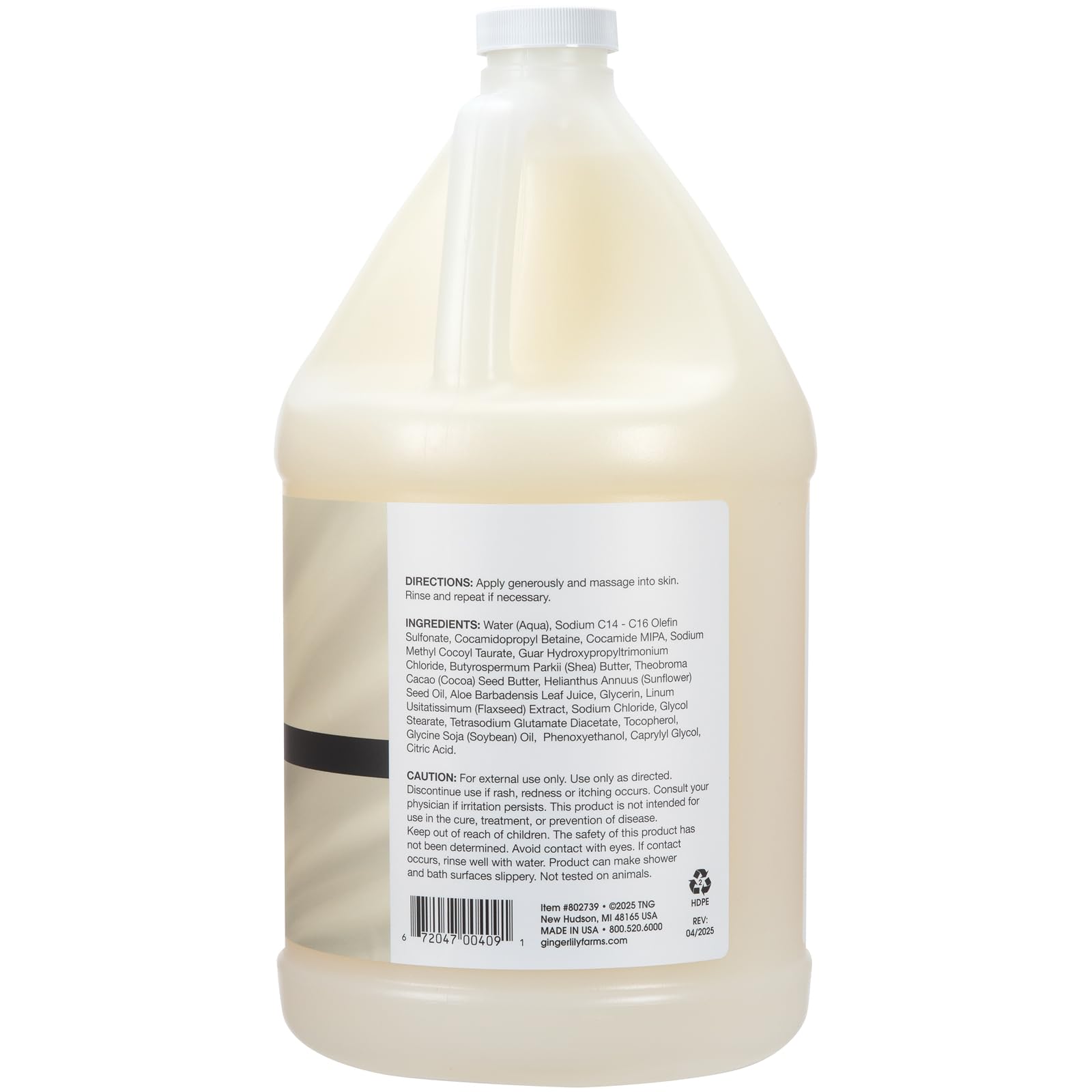 Ginger Lily Farms Botanicals Shea Indulgence Deep Hydration Body Wash – Fragrance-Free, 100% Vegan & Cruelty-Free, 1 Gallon Refill