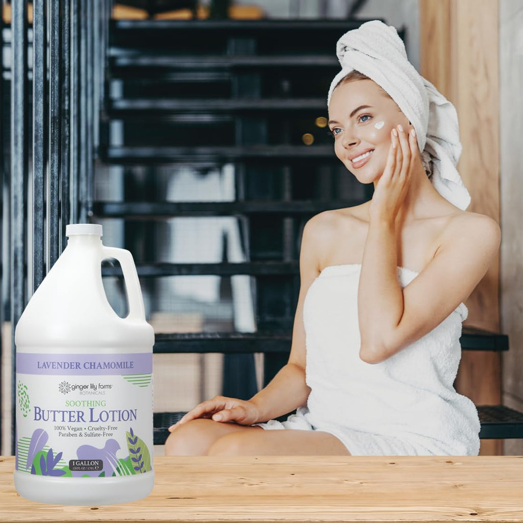 Ginger Lily Farms Botanicals Soothing Butter Lotion – Lavender Chamomile, 100% Vegan & Cruelty-Free, 1 Gallon Refill