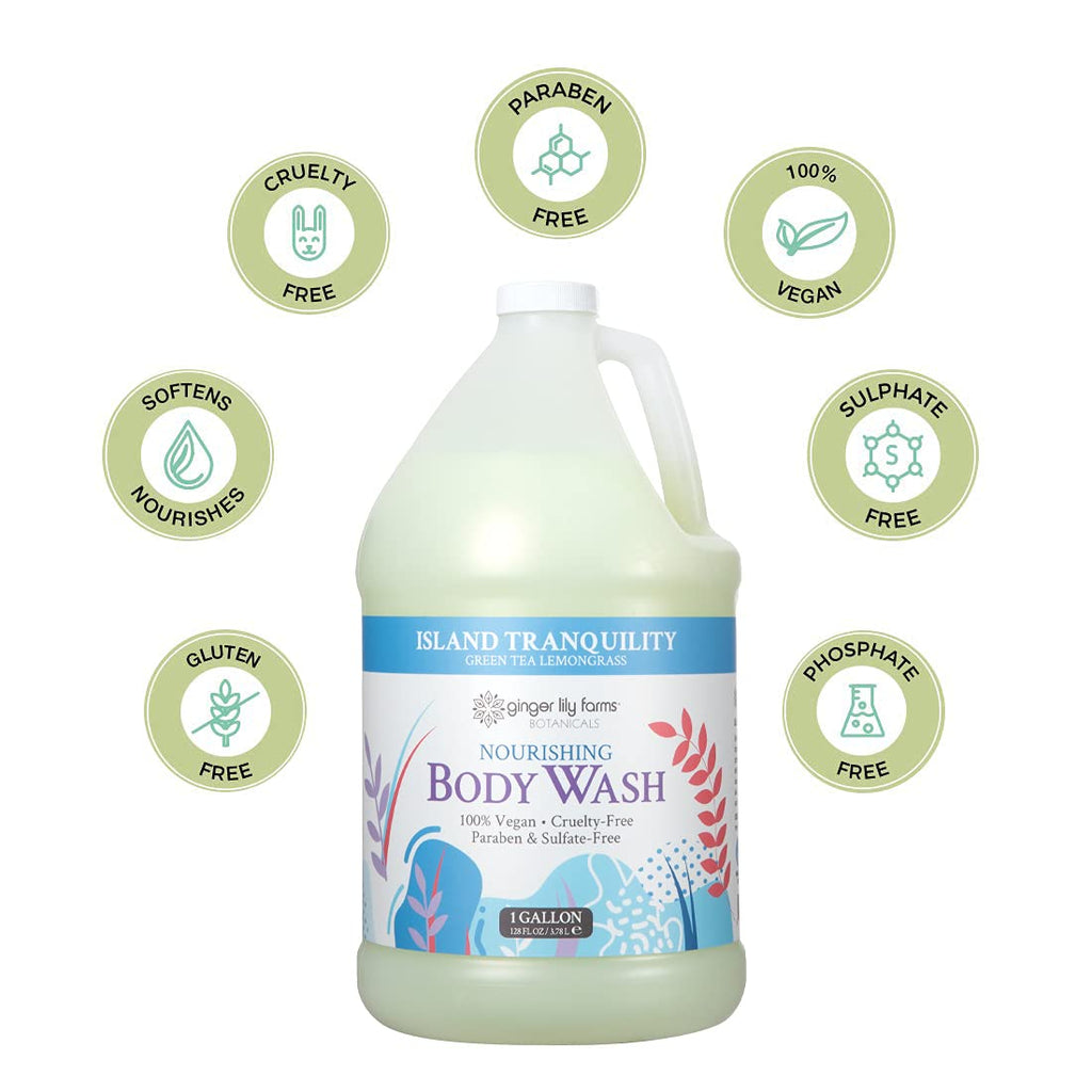 Ginger Lily Farms Botanicals Nourishing Body Wash — Island Tranquility (Vegan, Cruelty-Free) 1 Gallon Refill Pack