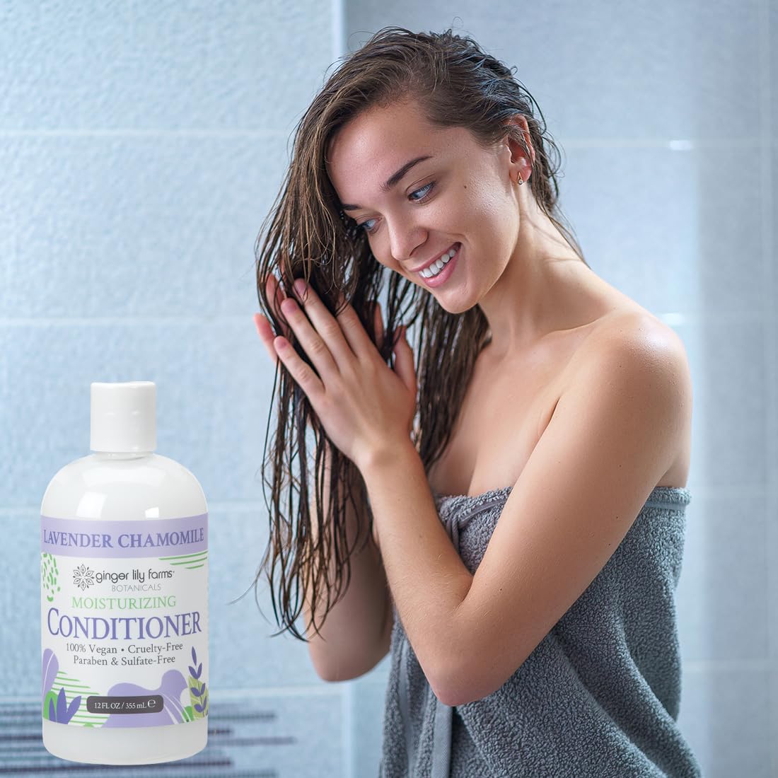 Ginger Lily Farms Botanicals Moisturizing Conditioner – Lavender Chamomile, 100% Vegan & Cruelty-Free, 12oz (Pack of 6)