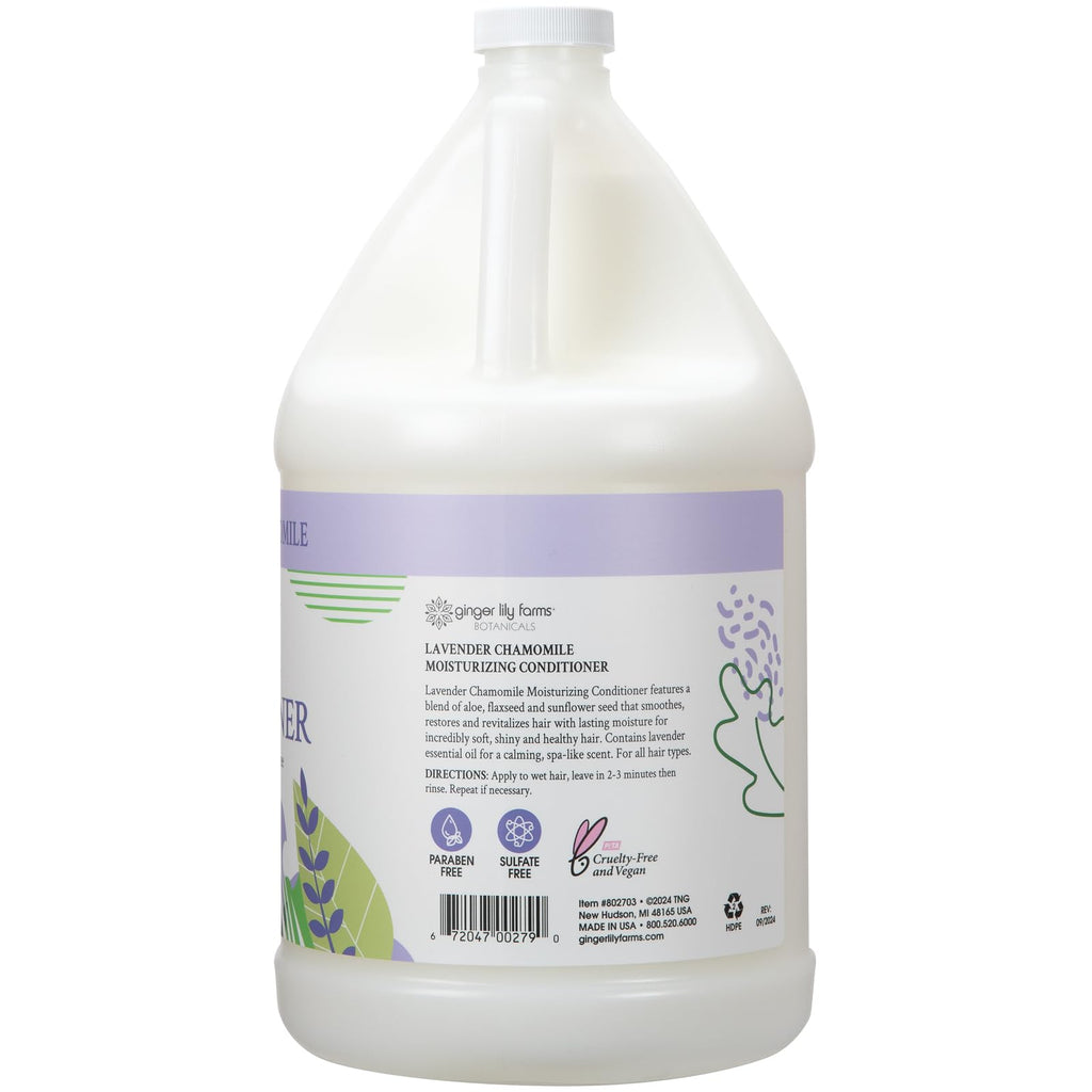 Ginger Lily Farms Botanicals Moisturizing Conditioner – Lavender Chamomile, 100% Vegan & Cruelty-Free, 1 Gallon Refill