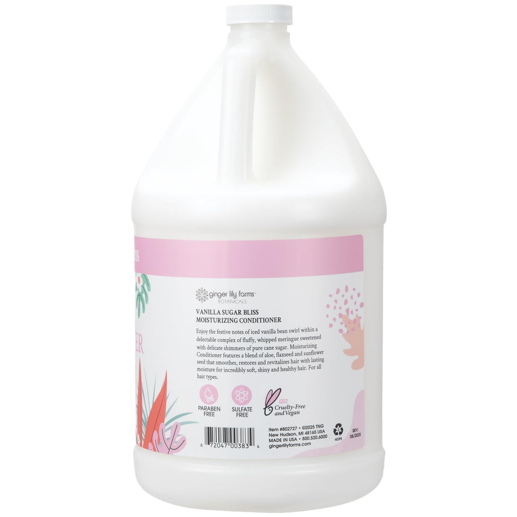 Ginger Lily Farms Botanicals Moisturizing Conditioner for Dry Hair – Vanilla Sugar Bliss, 1 Gallon Refill