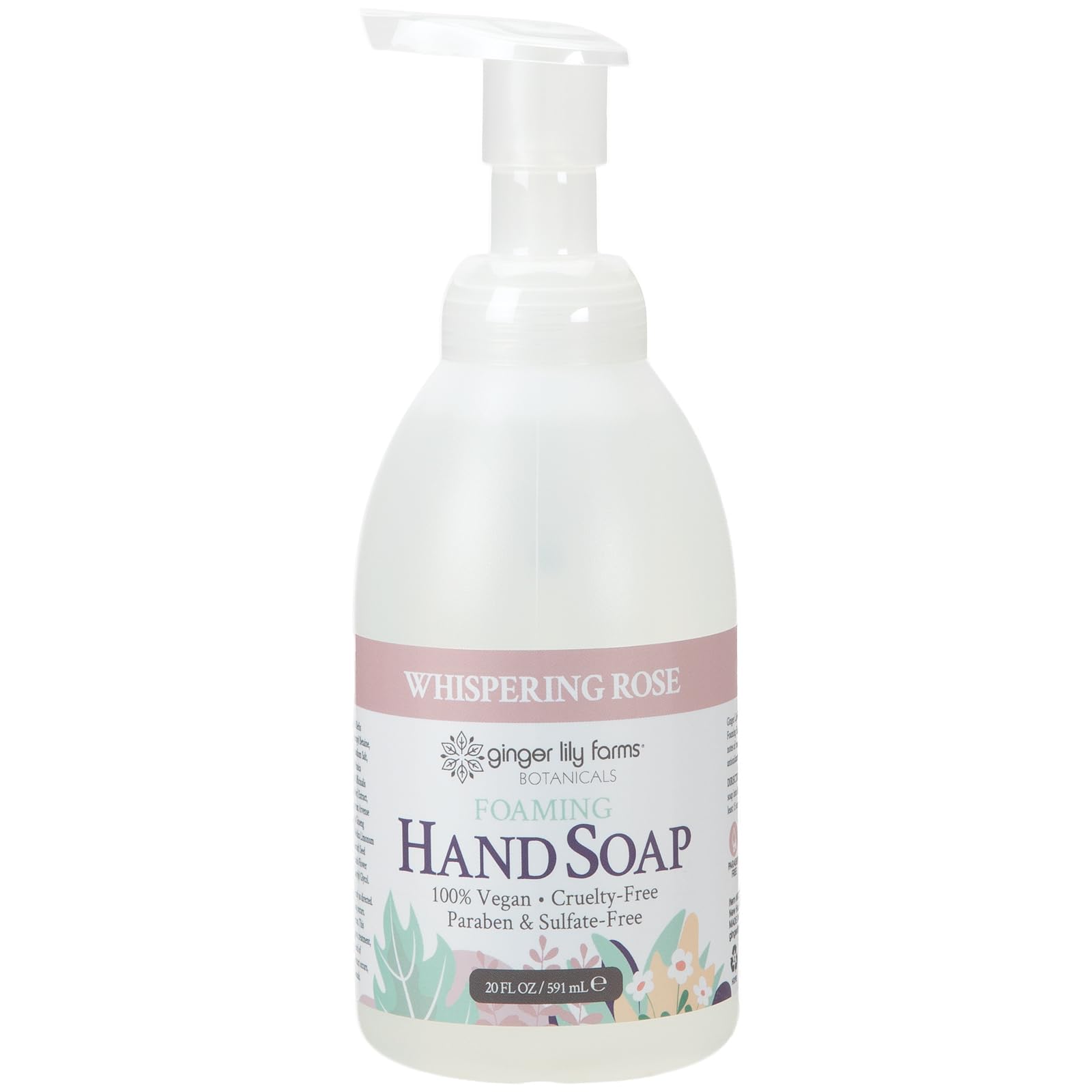 Ginger Lily Farms Botanicals All-Purpose Foaming Hand Soap Refill – 20 oz, 8-Pack, Vegan & Cruelty-Free, Whispering Rose