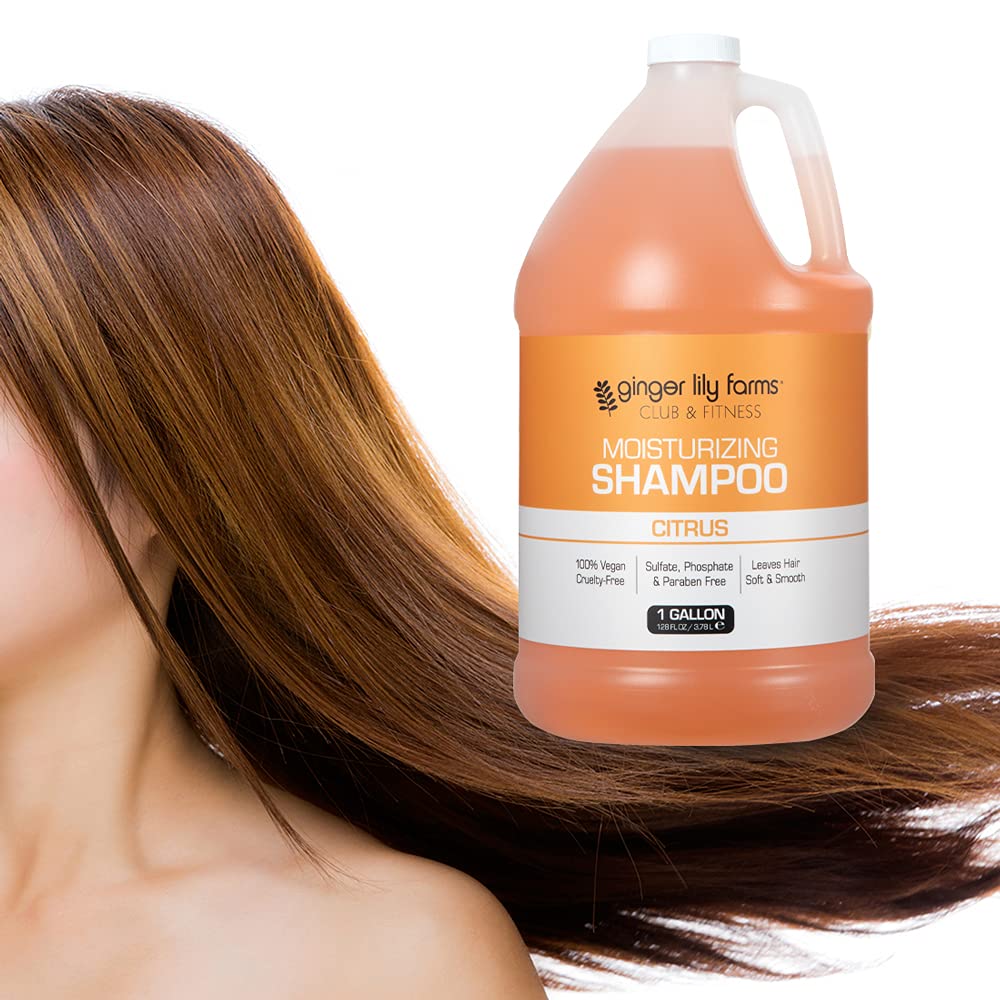 Ginger Lily Farms Club and Fitness Citrus Moisturizing Shampoo – 1 Gallon Refill (Pack of 4) | All Hair Types | Vegan and Cruelty-Free