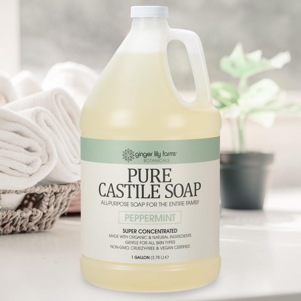 Ginger Lily Farms Pure Castile Soap Refill – Peppermint, 1 Gallon