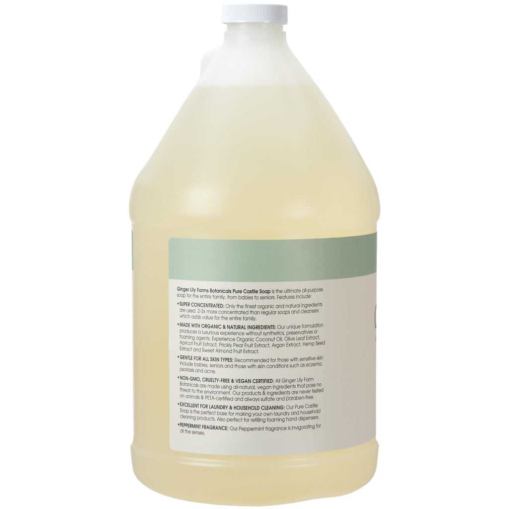 Ginger Lily Farms Pure Castile Soap Refill – Peppermint, 1 Gallon