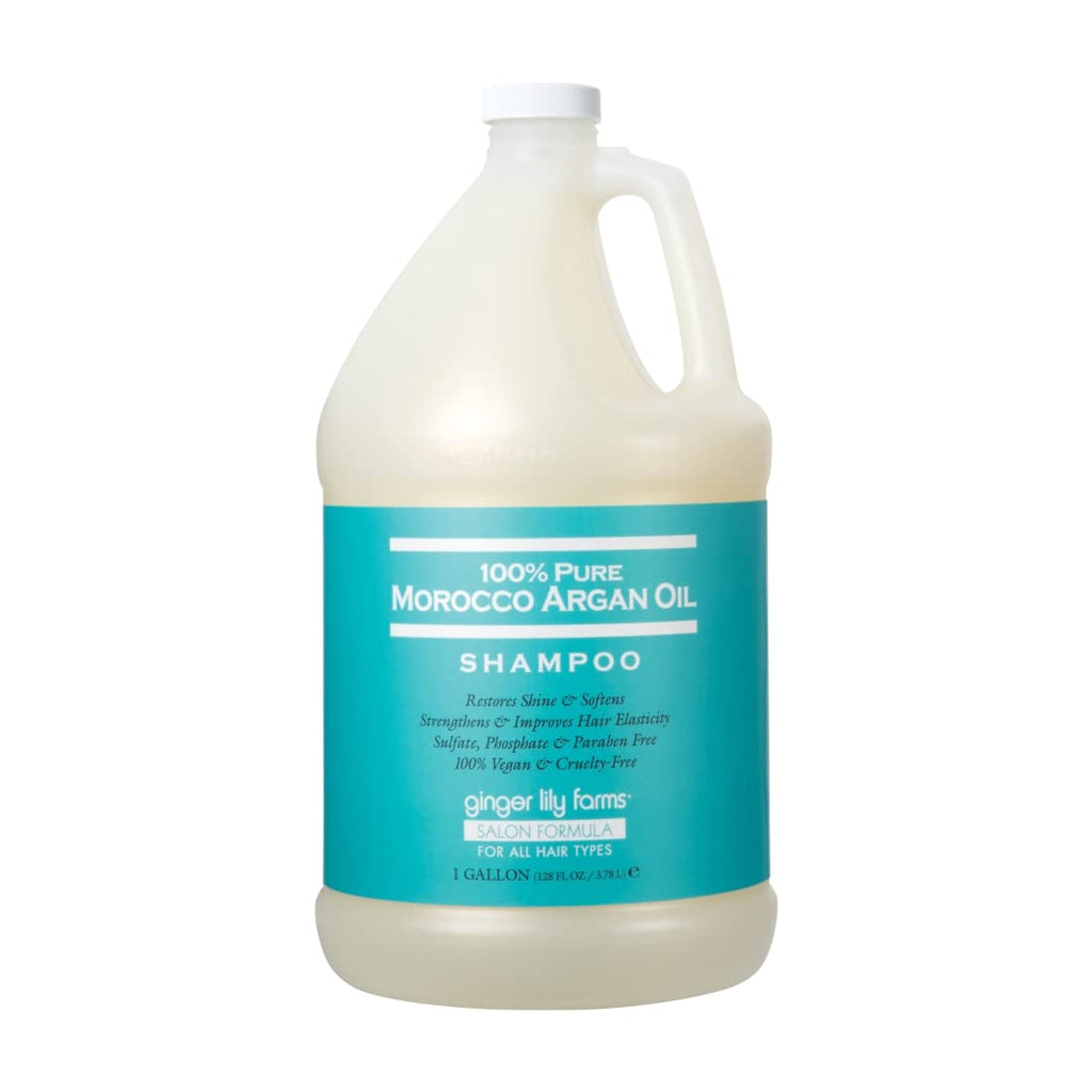 Ginger Lily Farms Salon Formula Argan Oil Shampoo – 100% Pure Morocco Argan Oil, All Hair Types, 1 Gallon Refill