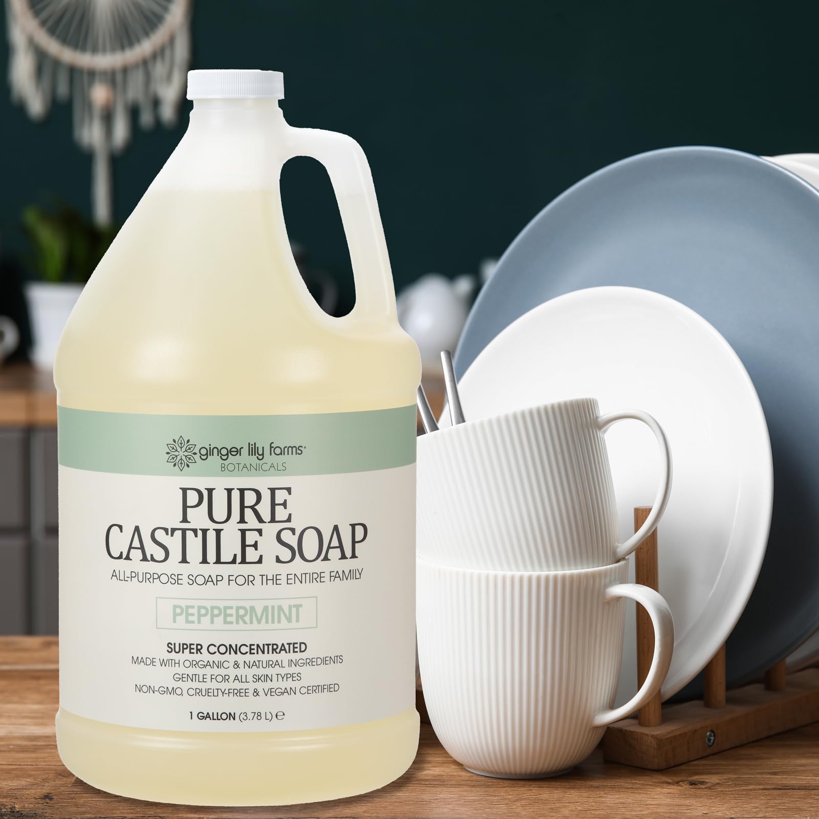 Ginger Lily Farms Pure Castile Soap Refill – Peppermint, 1 Gallon