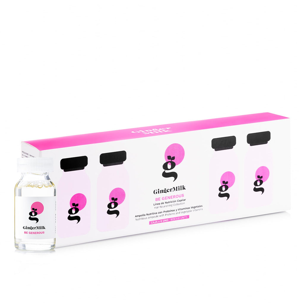 Ginger Milk Nutritive Hair Treatment Ampoule with Proteins and Pro-Vitamin B5 | BE GENEROUS (Pack 6 x 0.5 fl oz)