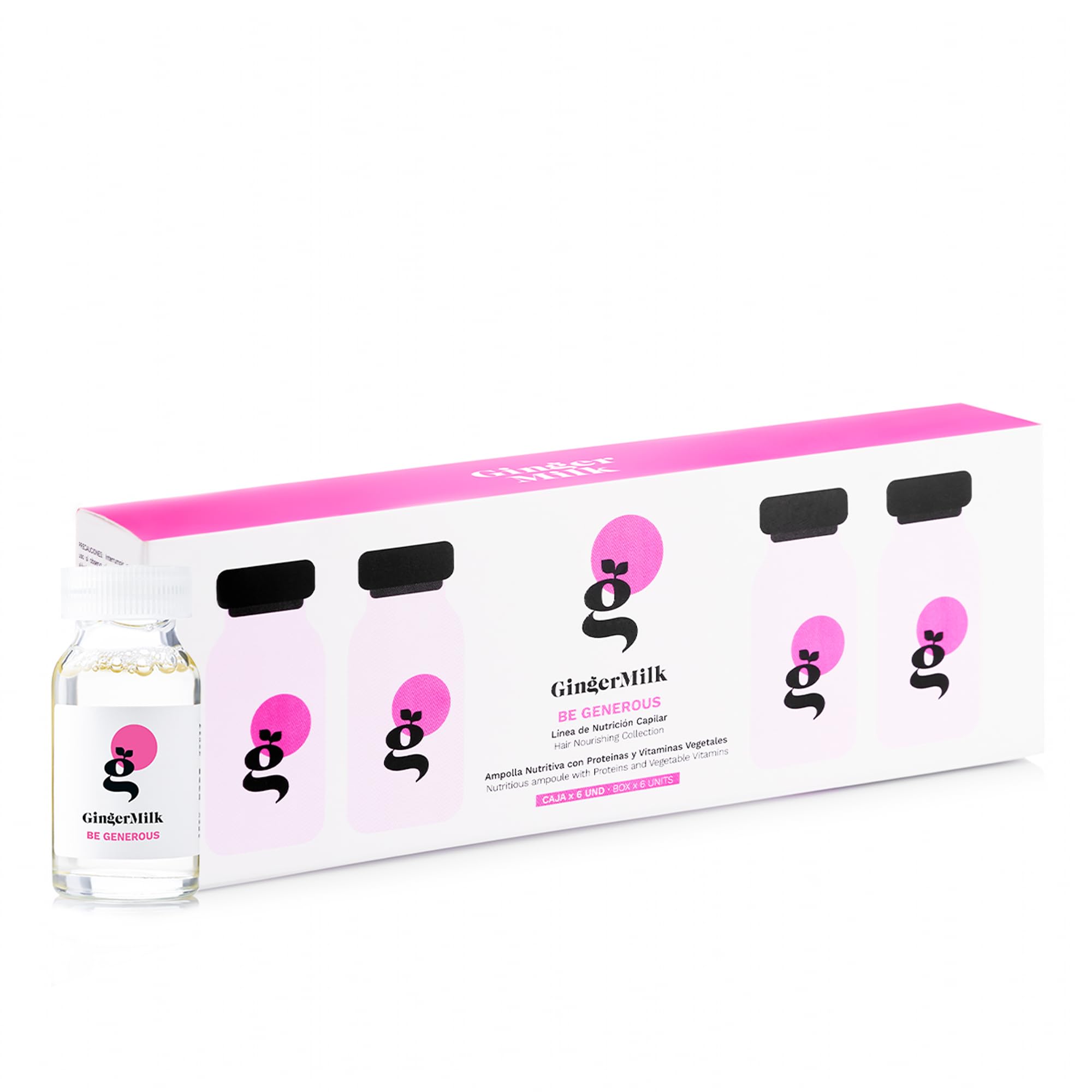 Ginger Milk Nutritive Hair Treatment Ampoule with Proteins and Pro-Vitamin B5 | BE GENEROUS (Pack 6 x 0.5 fl oz)
