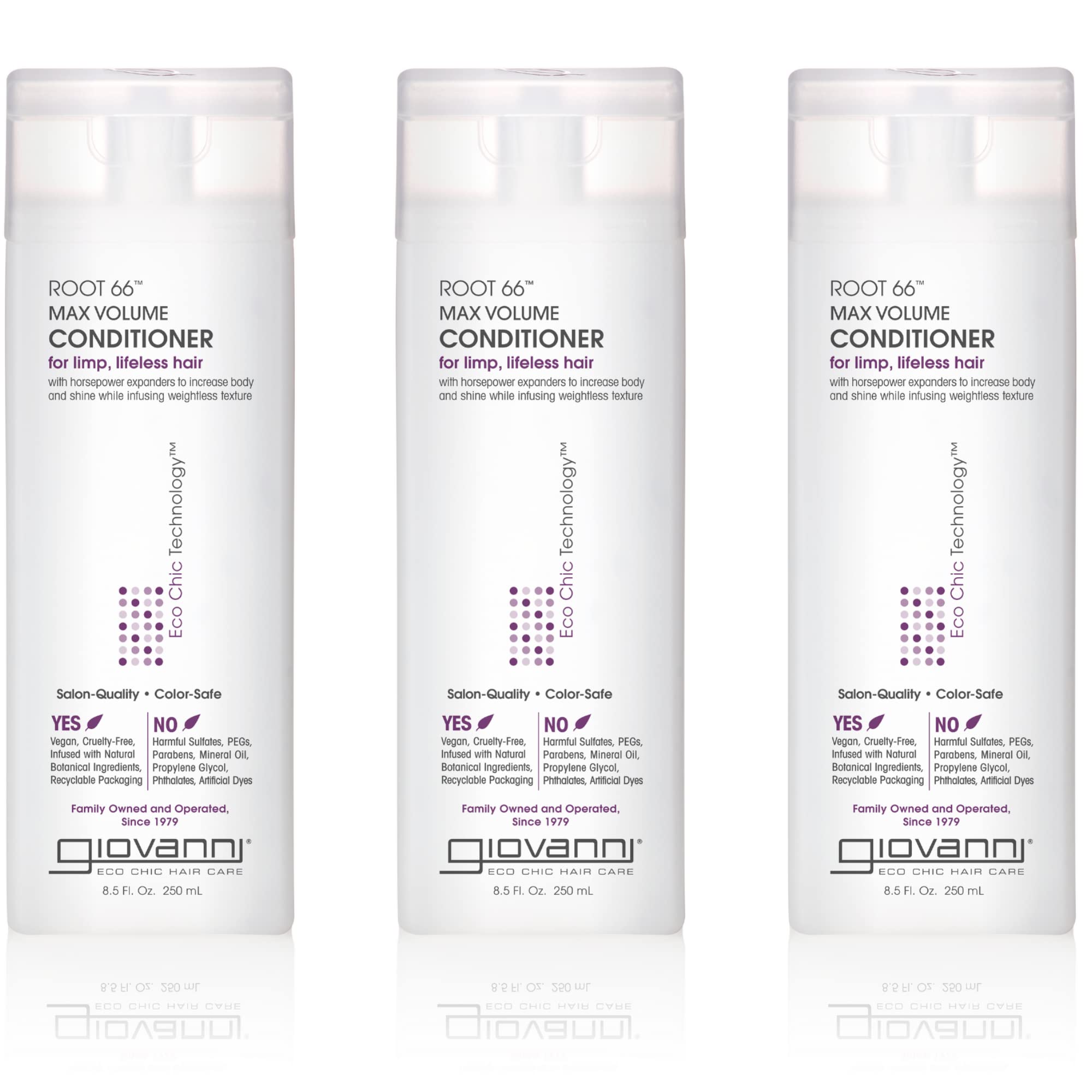 GIOVANNI 2chic Root 66 Max Volume Conditioner – Volumizing for Fine Hair, 8.5 oz, 3-Pack