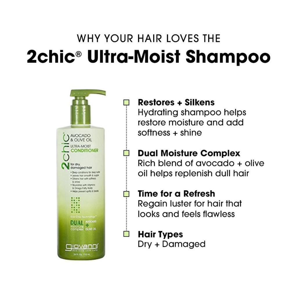 Giovanni 2Chic Ultra-Moist Avocado & Olive Oil Shampoo & Conditioner Set – Sulfate-Free & Color-Safe