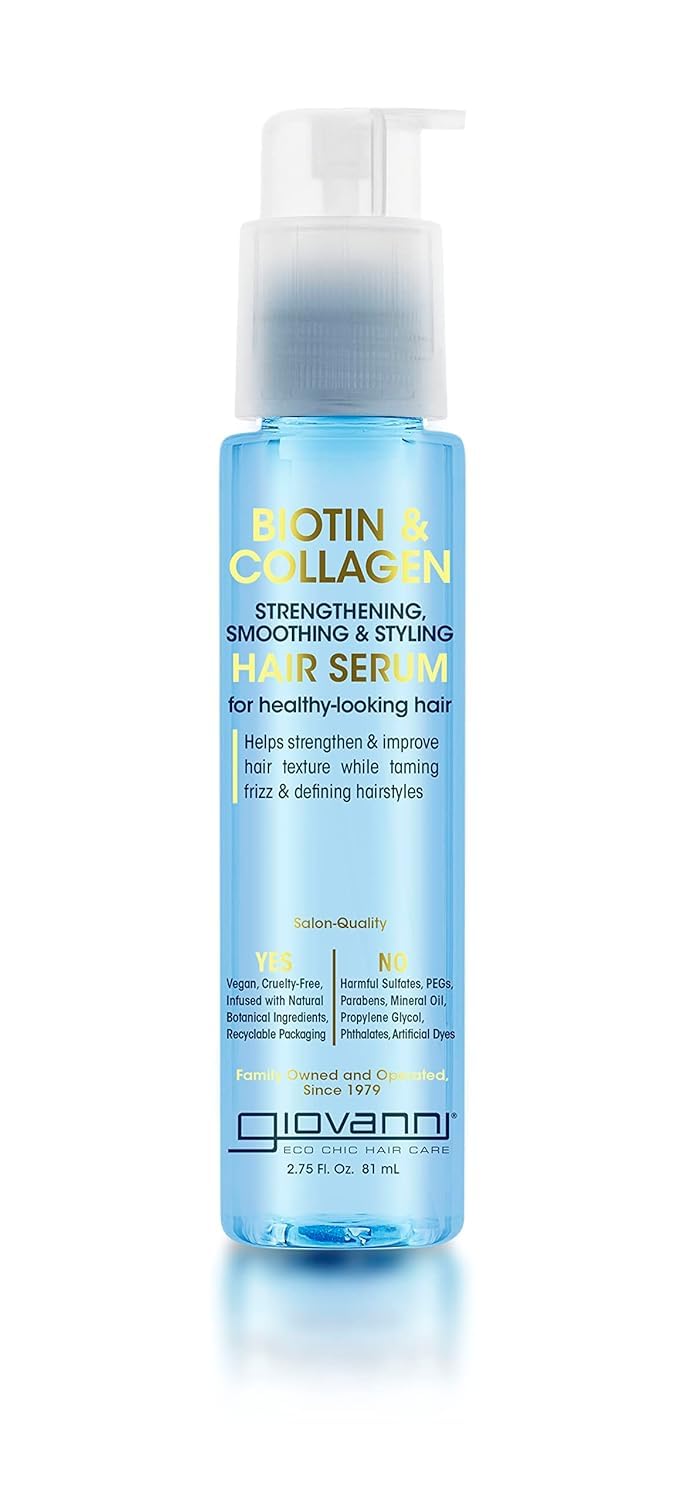 GIOVANNI Biotin & Collagen Hair Serum – Strengthen, Smooth & Style | Vegan & Cruelty-Free