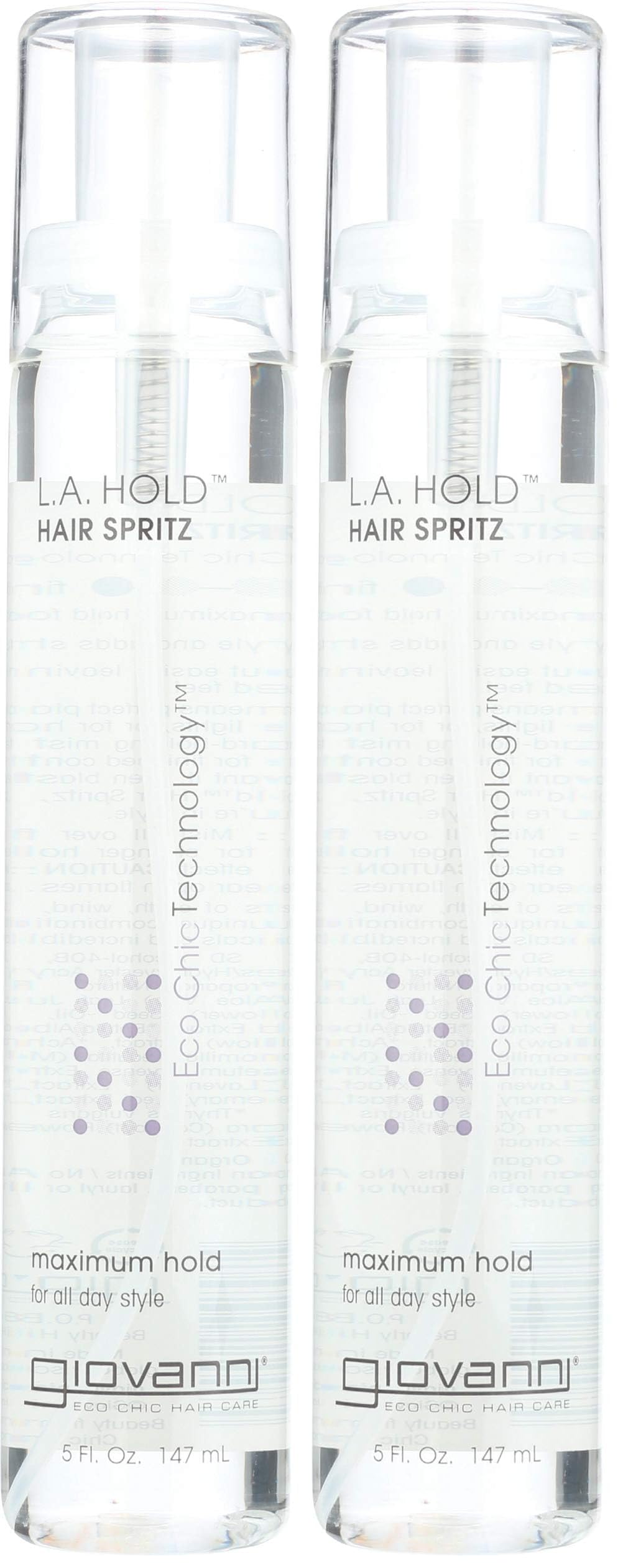 GIOVANNI L.A. Hold Hair Spritz – Maximum Hold Styling Spray, Lightweight, Sulfate-Free (5 oz, Pack of 2)