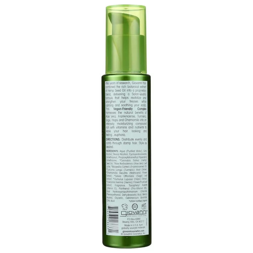 GIOVANNI Hemp Hydrating Leave-In Elixir – Detangle & Color Safe, 2-Pack (4 oz Each)