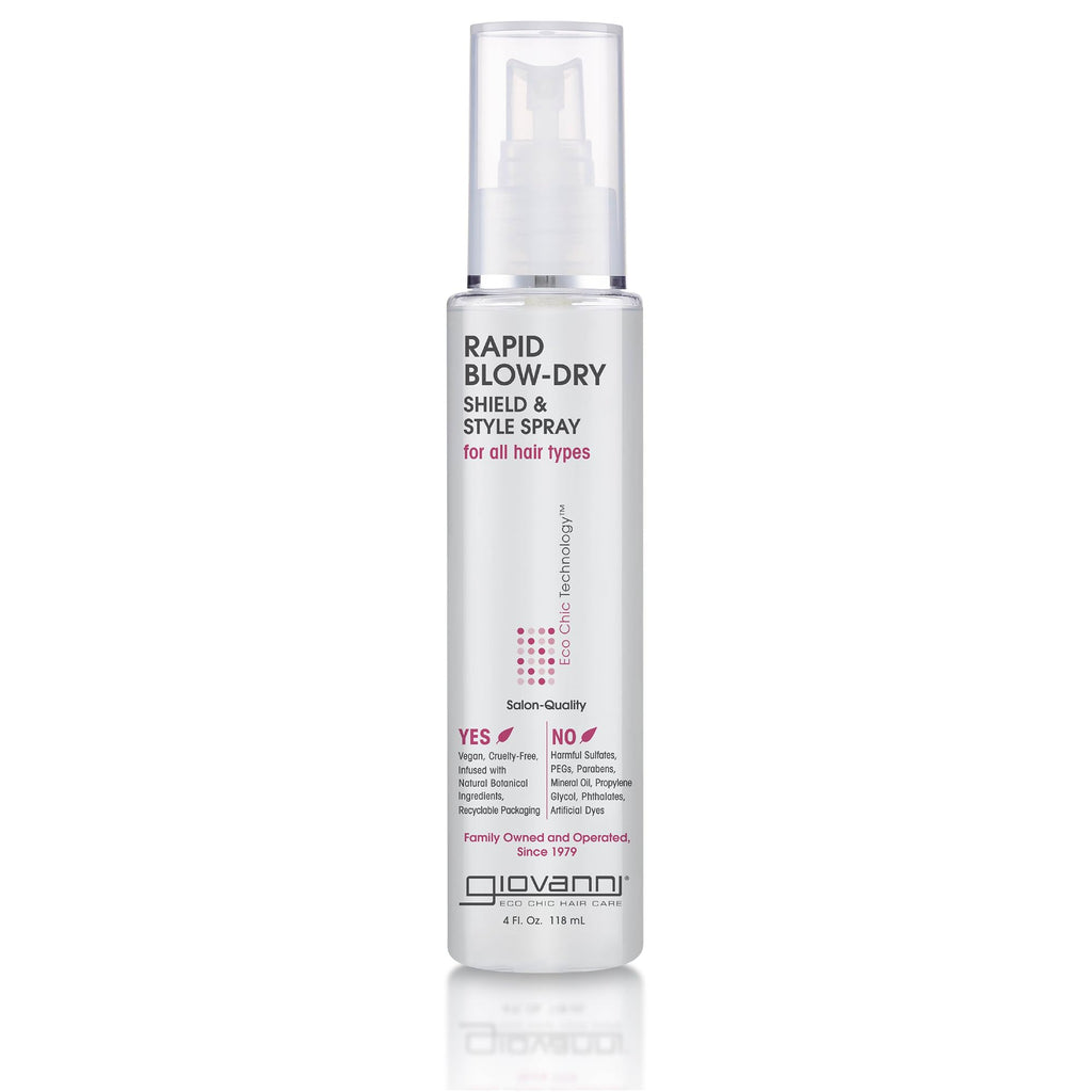 GIOVANNI Rapid Blow Dry Shield & Style Spray – Heat Protectant for All Hair Types | Vegan, 4 fl oz