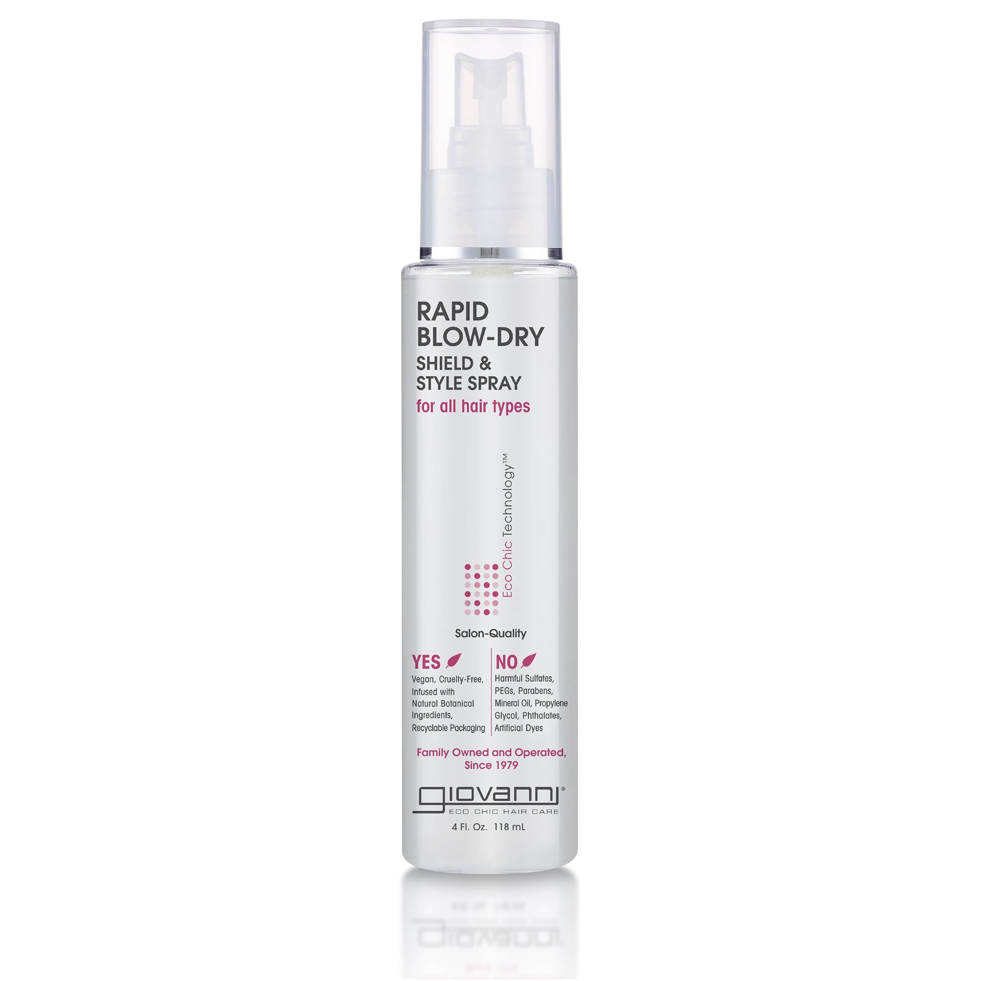 GIOVANNI Rapid Blow Dry Shield & Style Spray – Heat Protectant for All Hair Types | Vegan, 4 fl oz
