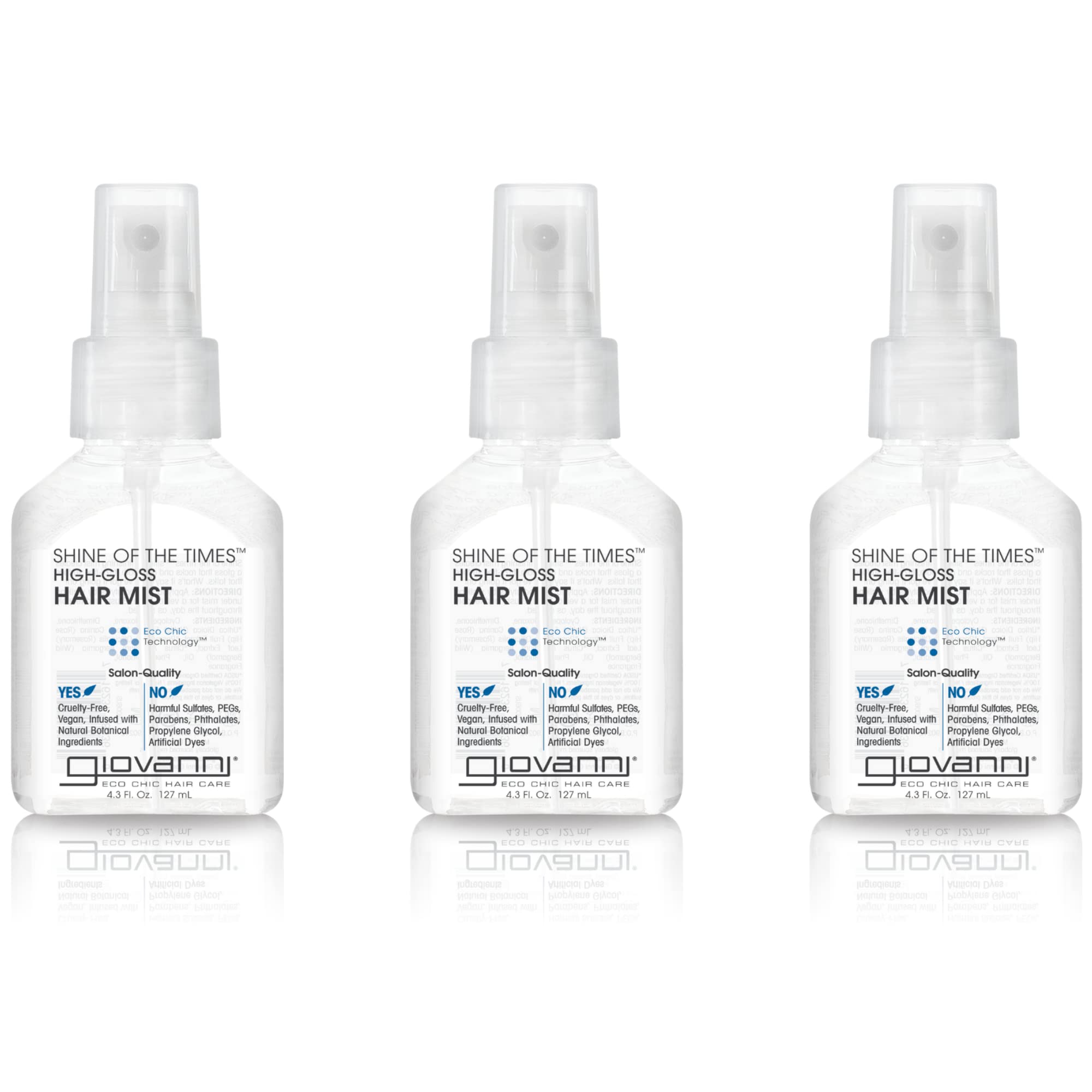 GIOVANNI Shine of the Times Finishing High-Gloss Hair Mist – Anti-Frizz, Color Safe, 4.3 oz (3 Pack)