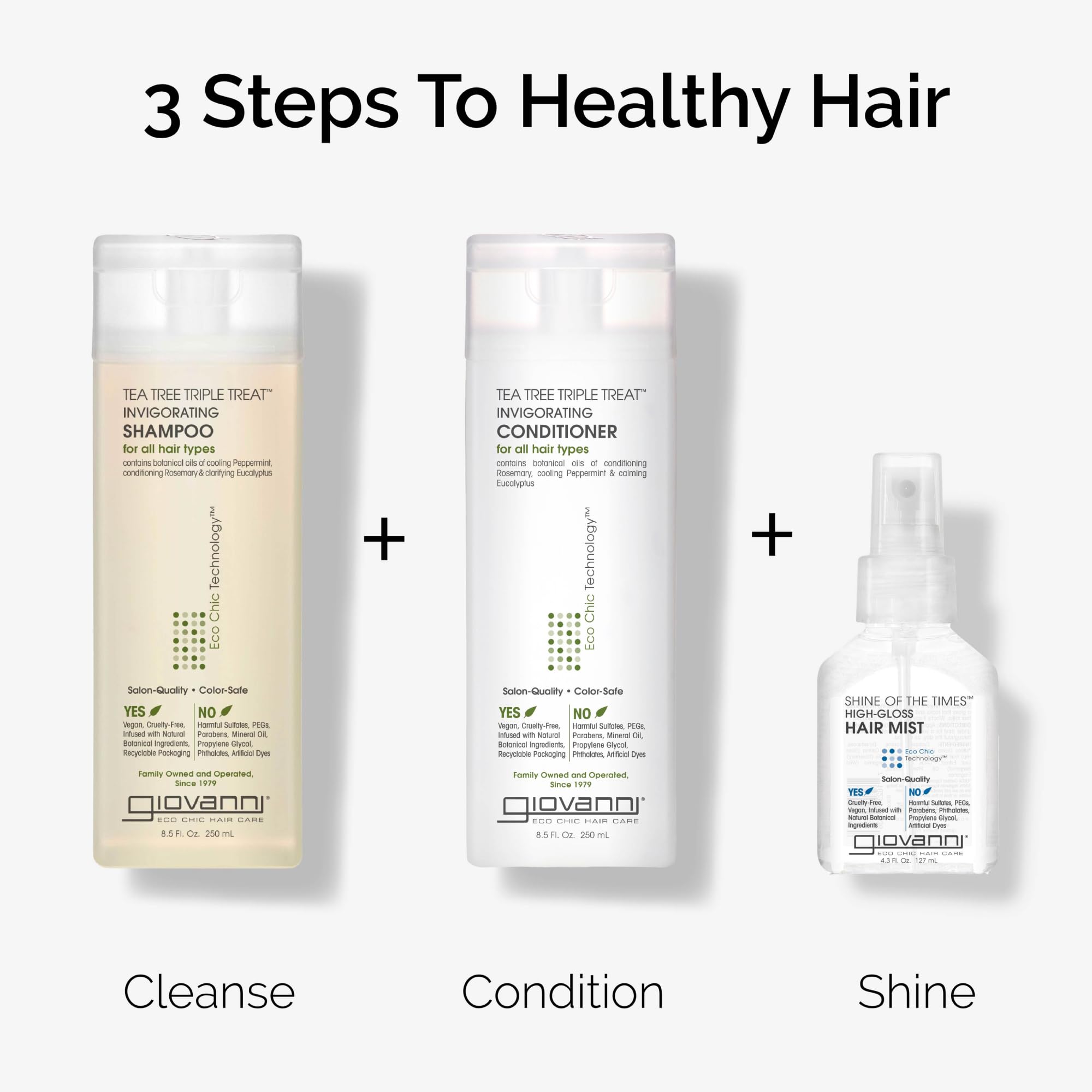 GIOVANNI Tea Tree Triple Treat Invigorating Conditioner – Cooling Peppermint, Eucalyptus & Rosemary, 8.5 oz Paraben Free