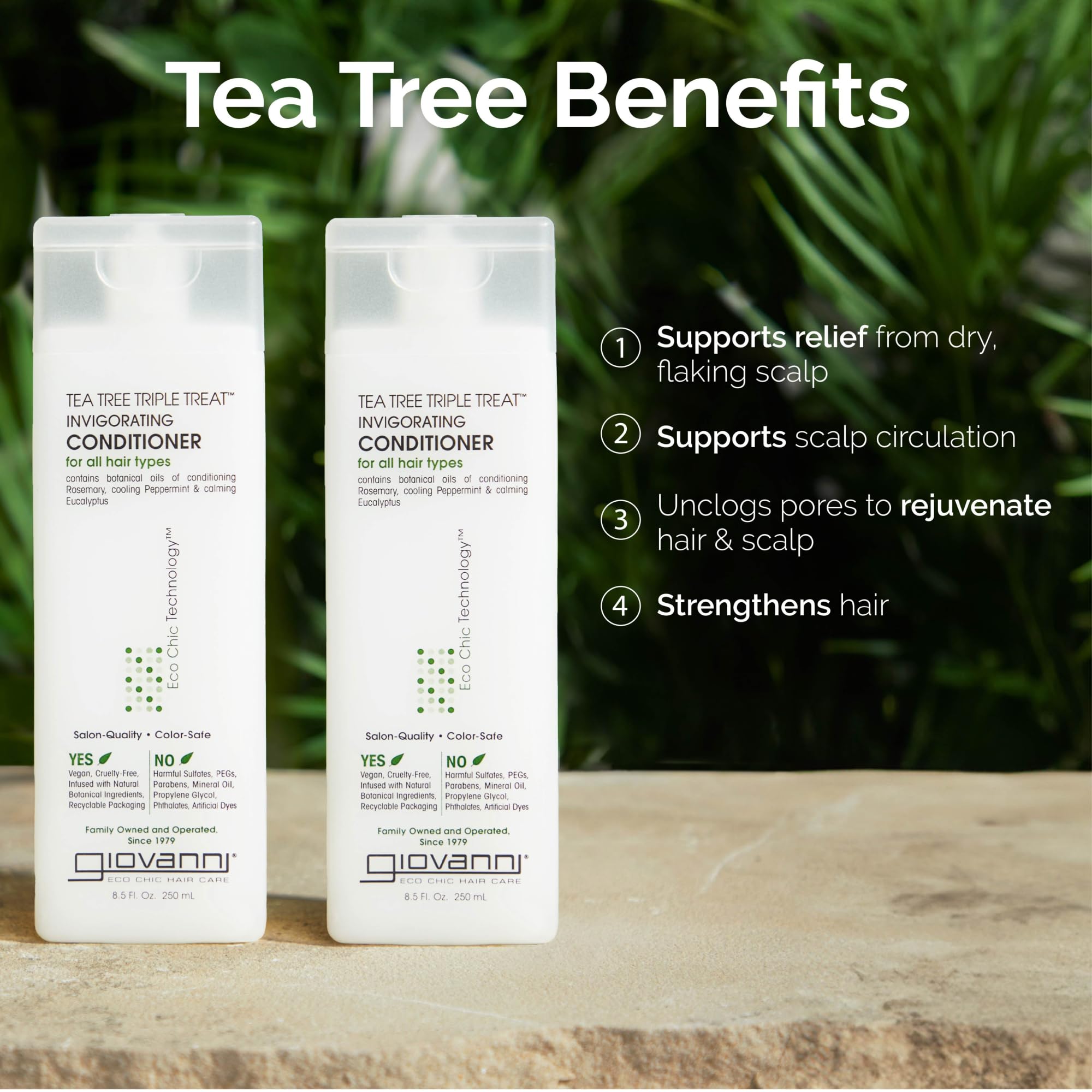 GIOVANNI Tea Tree Triple Treat Invigorating Conditioner – Cooling Peppermint, Eucalyptus & Rosemary, 8.5 oz Paraben Free
