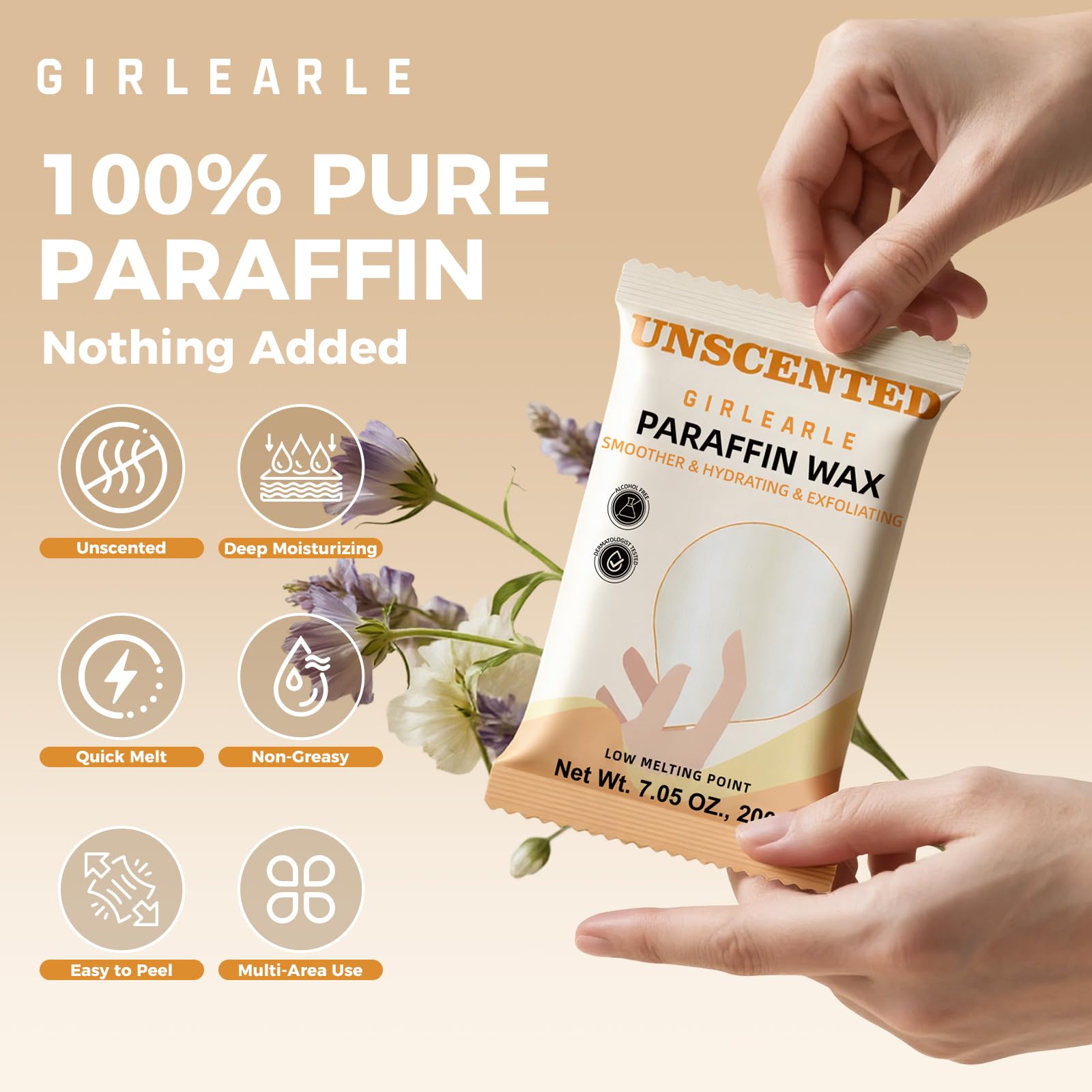 GIRLEARLE Paraffin Wax Refills 10-Pack Unscented – Hydration for Hands, Feet & Elbows